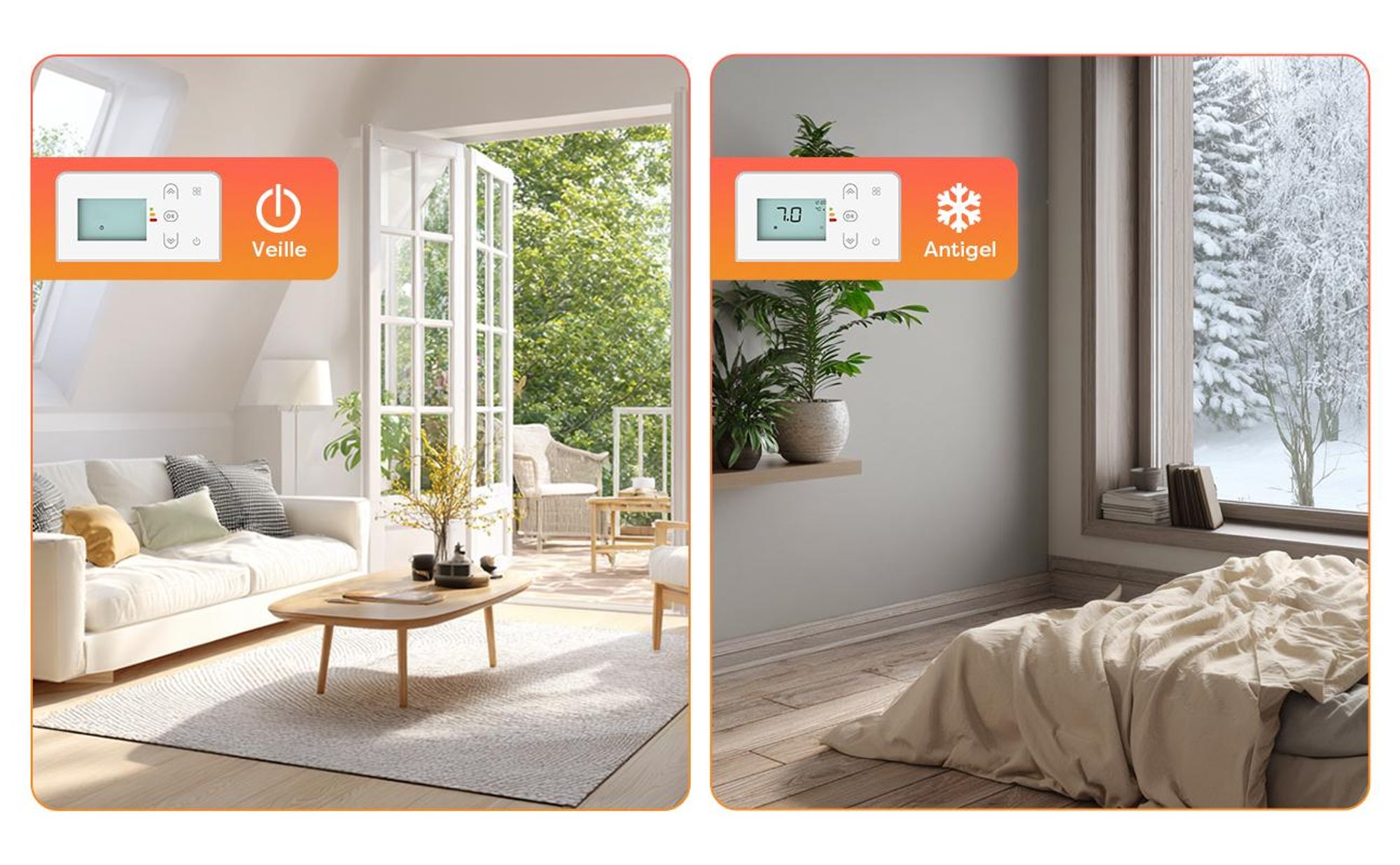 CIARRA Radiateur Électrique Fixé Inertie Sèche Céramique 1000W, pour Salle de Bain ou Chambre 10-15㎡ CBHT10E
