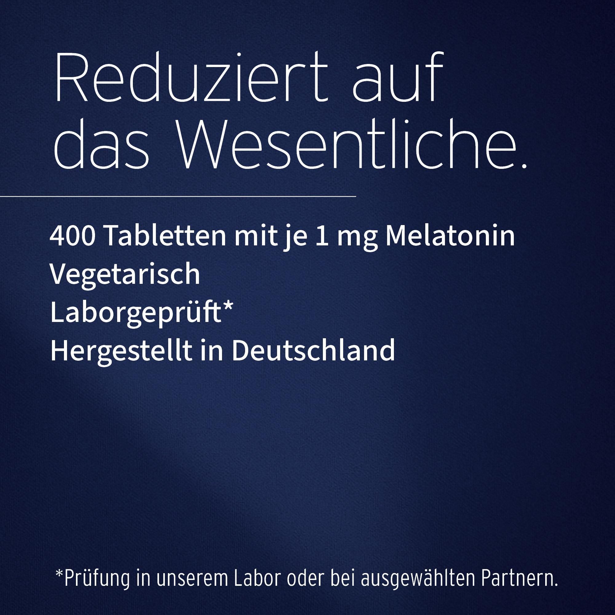 Melatonin 1 mg, 400 Tabletten, 60 g, Deutsches Produkt in Apothekenqualität