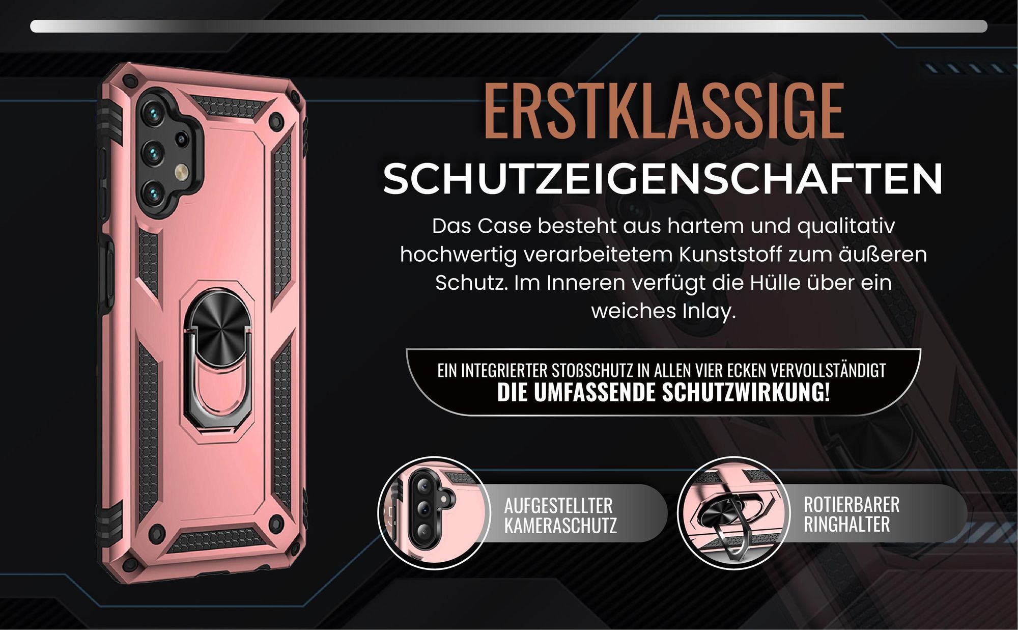 Handycase in Rosegold für Samsung Galaxy A13 mit Kameraschutz