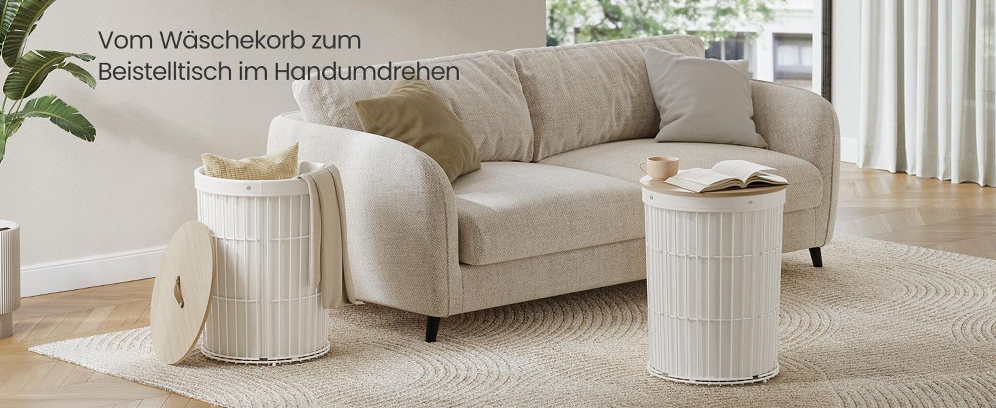SONGMICS Wäschekorb mit Deckel, Wäschesammler rund, vielseitig, herausnehmbarer Wäschesack, große Kapazität
