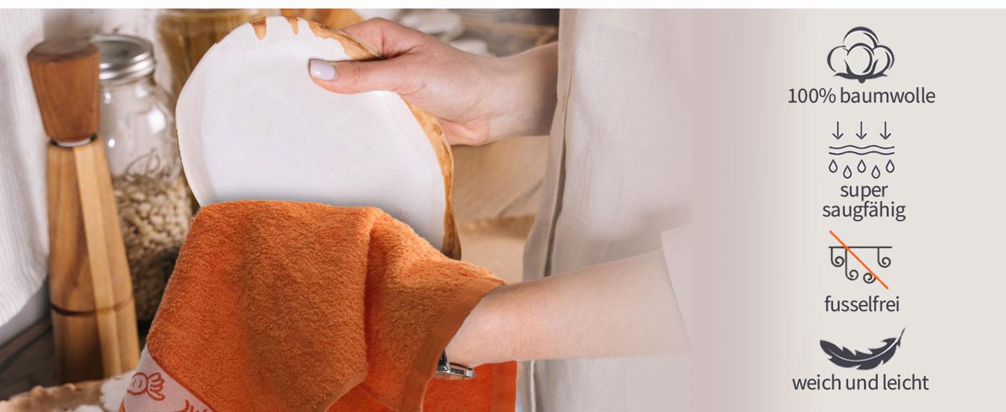 Briebe PC6 6 Geschirrtücher Küchentücher 100% Baumwolle 50X50 Qualität Frottee Handtücher Mehrfarbig