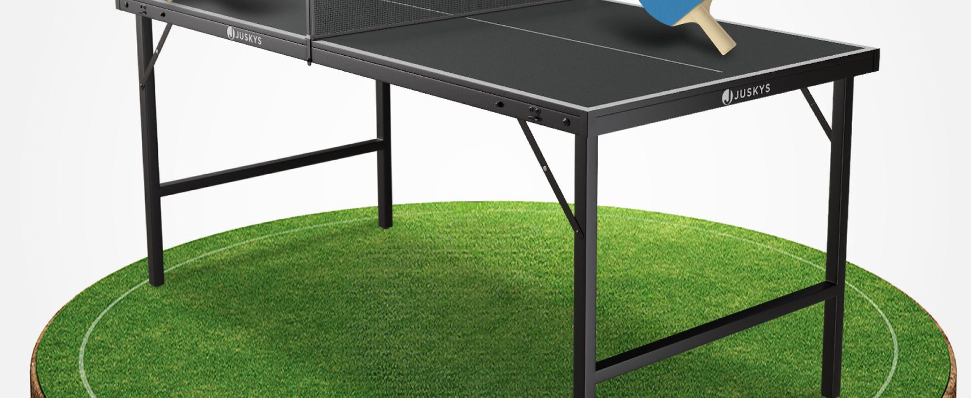 Juskys Mini Tischtennisplatte Flexi mit Zubehör - klappbar - Zuhause & unterwegs - Schwarz