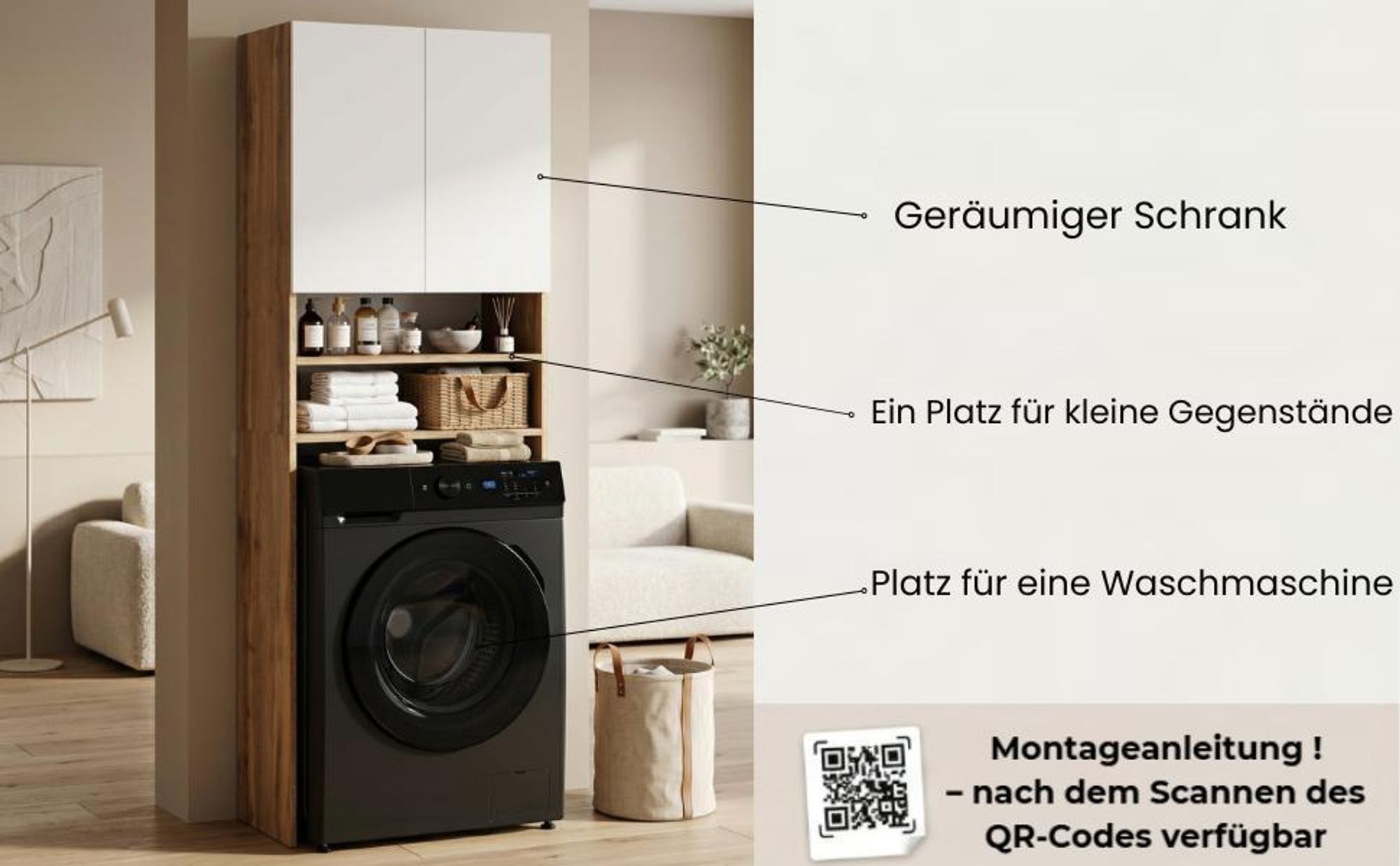 Schrank und Ablagen für Badutensilien