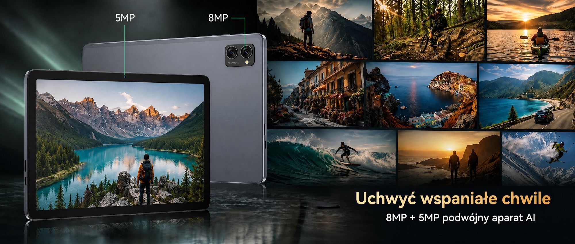BESTTAB T20 10.1'' Android 16 Set Tablet, 24GB (8+16GB z możliwością rozszerzenia) RAM+256GB ROM (2TB TF), z pokrowcem/piórem/myszą/klawiaturą, Widevine L1, 5G WiFi