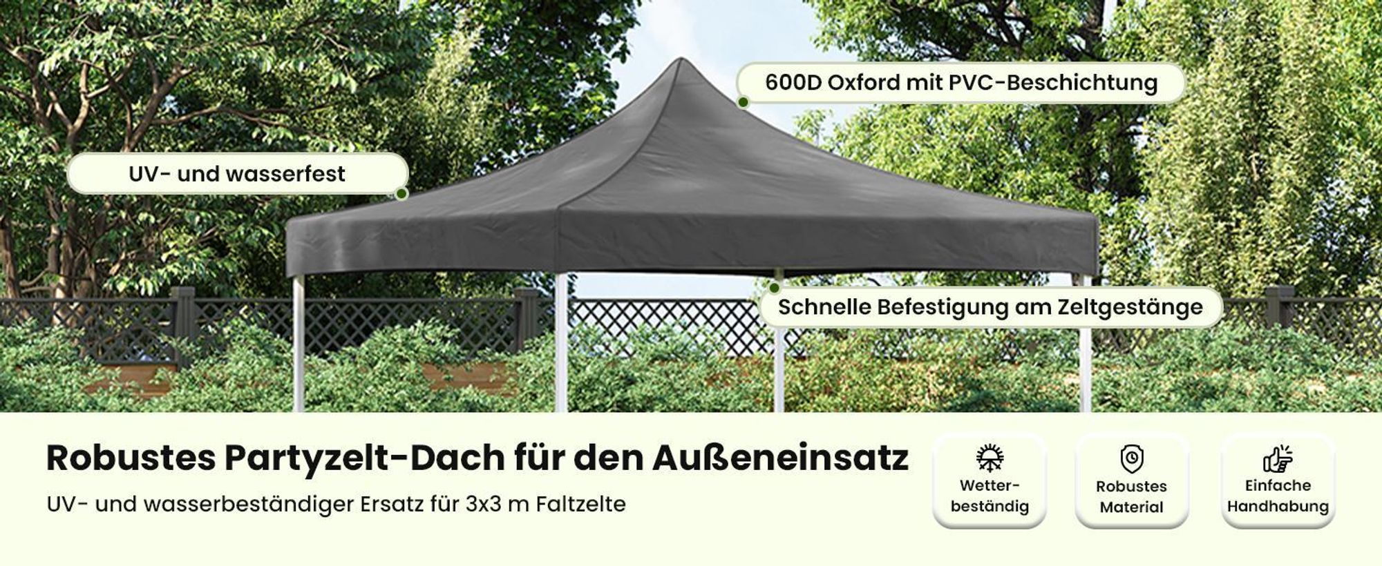 vidaXL Partyzeltdach 3x3 m Anthrazit