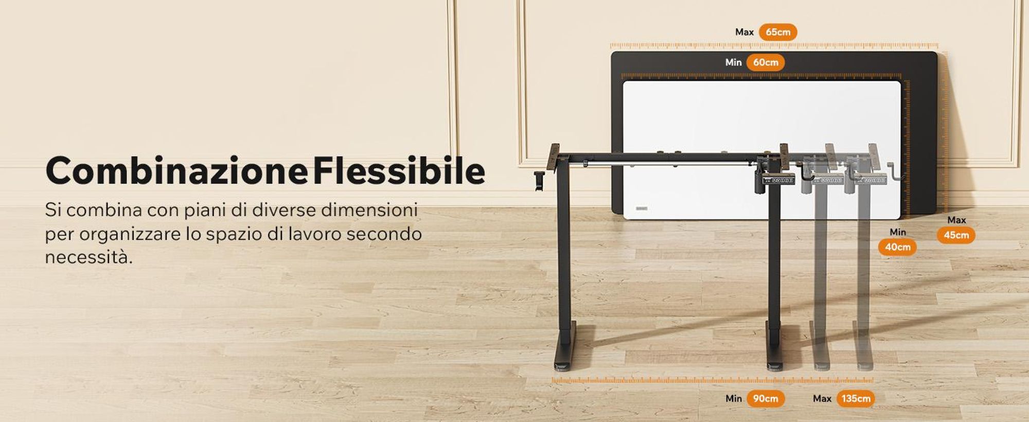 SENSE7 NOJO Light - Struttura per scrivania regolabile in altezza elettricamente | 72-118 cm, funzione memoria, supporto per cuffie, carico massimo 70 kg, struttura in acciaio