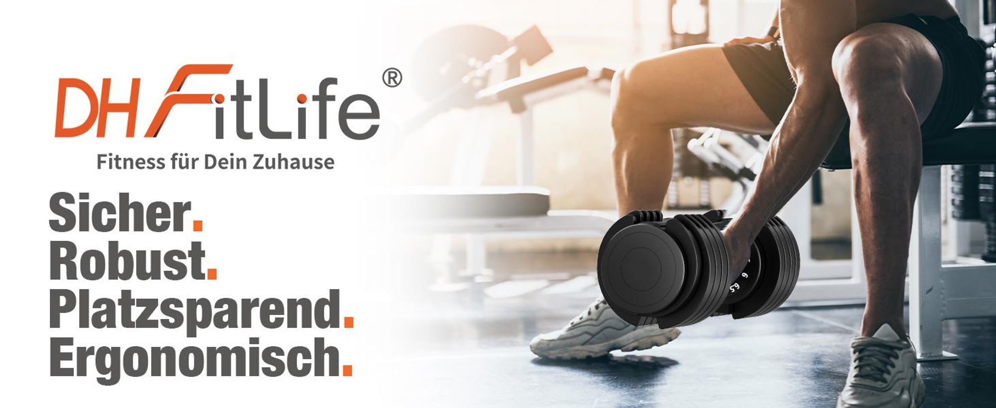 DH FitLife Verstellbare Hanteln 12 kg, 2,5-12 kg, 10 Gewichtsstufen, mit Ablageschale, platzsparend