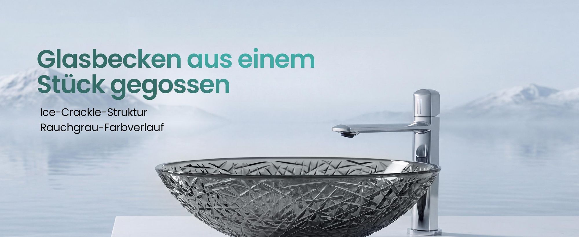 Mai & Mai Waschbecken Glas Aufsatzwaschbecken Glaswaschbecken Handwaschbecken Waschschale Oval Grau BxTxH 50,5x36x15,5 cm Minerva05