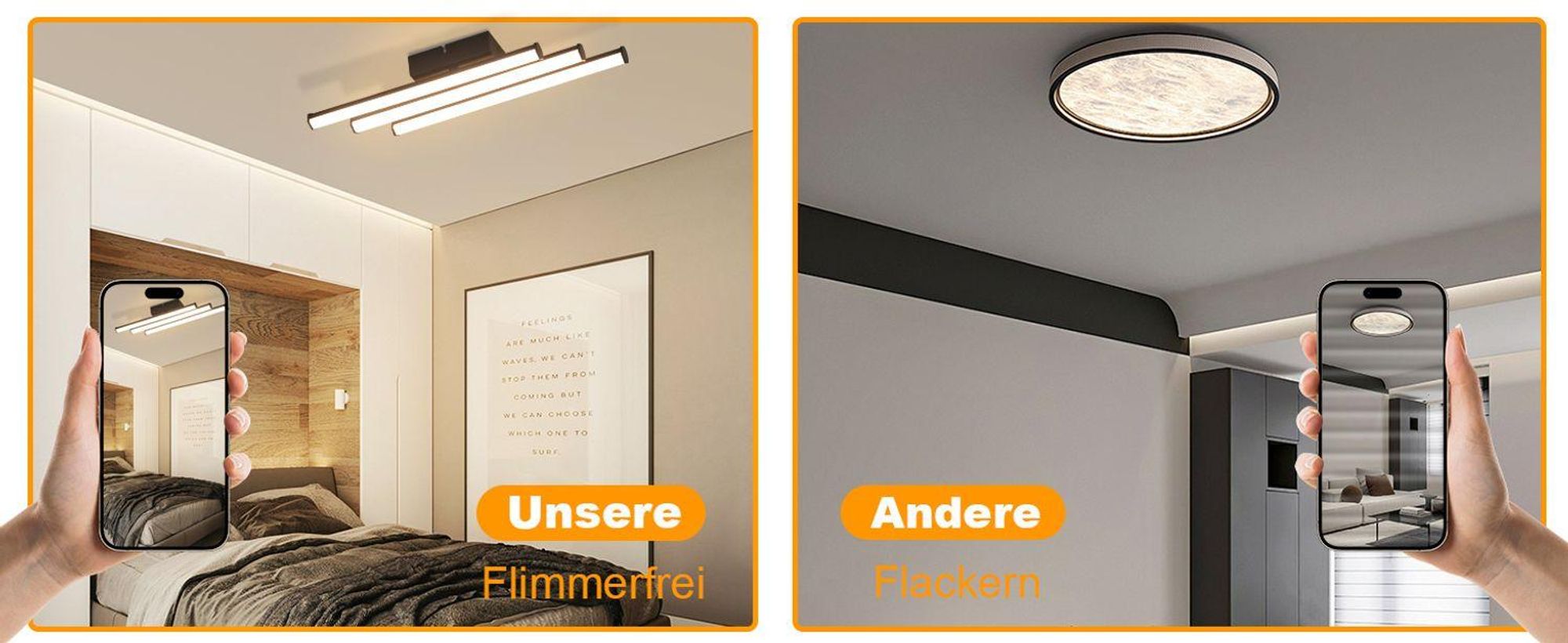 ZMH Plafondlamp Modern, Keukenlamp Zwart, 18W, Slaapkamerlamp, Binnenverlichting, Woonkamerlamp, 3000K Warmwit Licht, LED Plafondverlichting voor Keuken, Hal