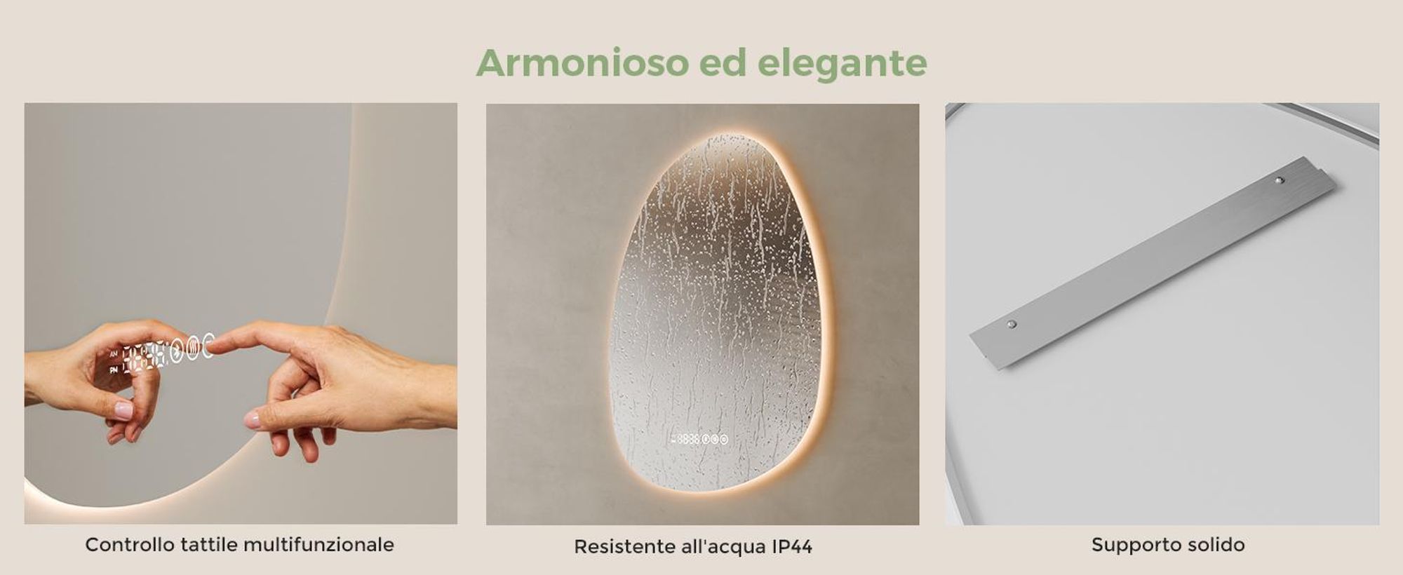 Specchio asimmetrico senza cornice 75 × 55 cm, specchio da bagno resistente all'umidità, bordi lucidati, installazione verticale o orizzontale | Leroy Merlin