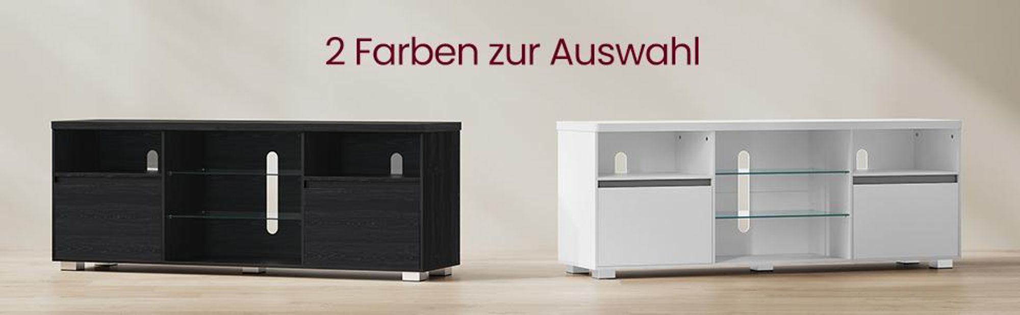 VASAGLE TV-Schrank mit LED-Beleuchtung, Fernsehtisch, TV-ständer für Fernseher bis zu 70 Zoll, mit offenen Ablagen, 2 Schränke mit Türen, 160 cm, für Wohnzimmer, weiß VTL331T10