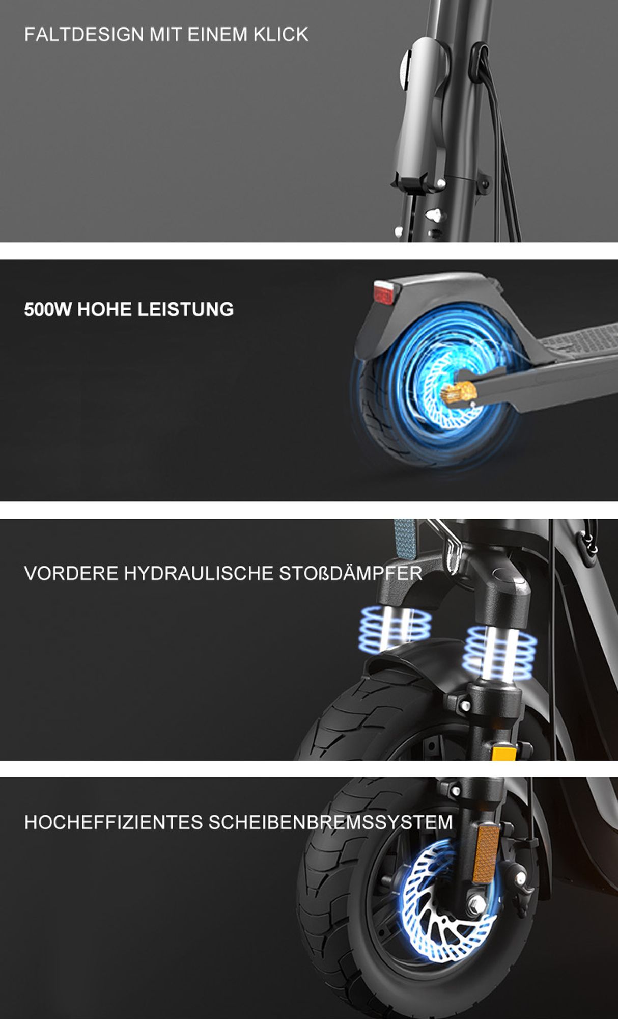 Joyor C10E E-Scooter mit Straßenzulassung wechselbarer Akku Rahmen aus Magnesiumlegierung 120kg 10 Zoll 500W Federung Faltbar