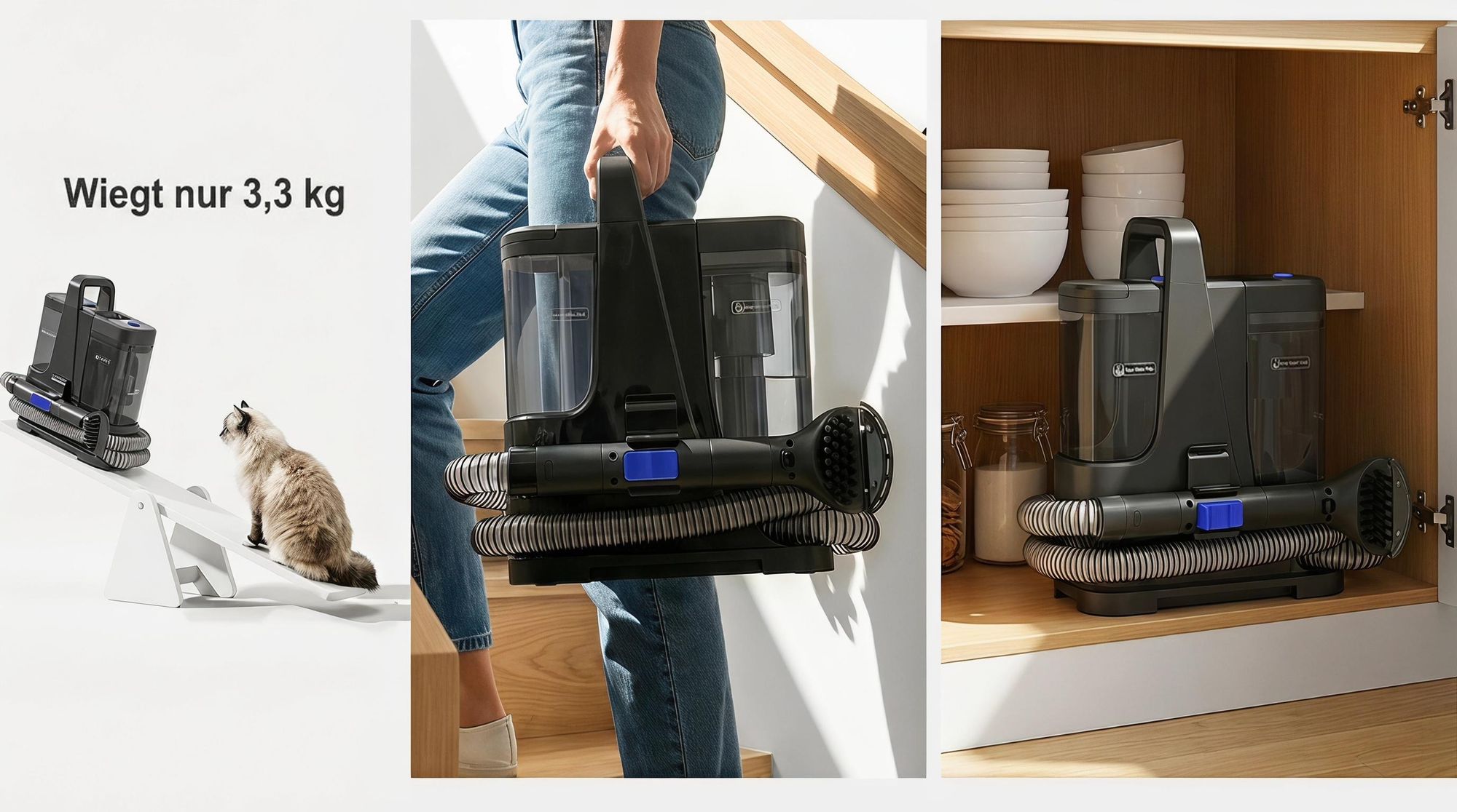 Lubluelu V9 Polsterreinigungsgerät Waschsauger mit Dampffunktion, 60 °C Warmwasser, 16500Pa, 1250W Nasssaugerfür Sofa Auto Teppiche Selbstreinigung