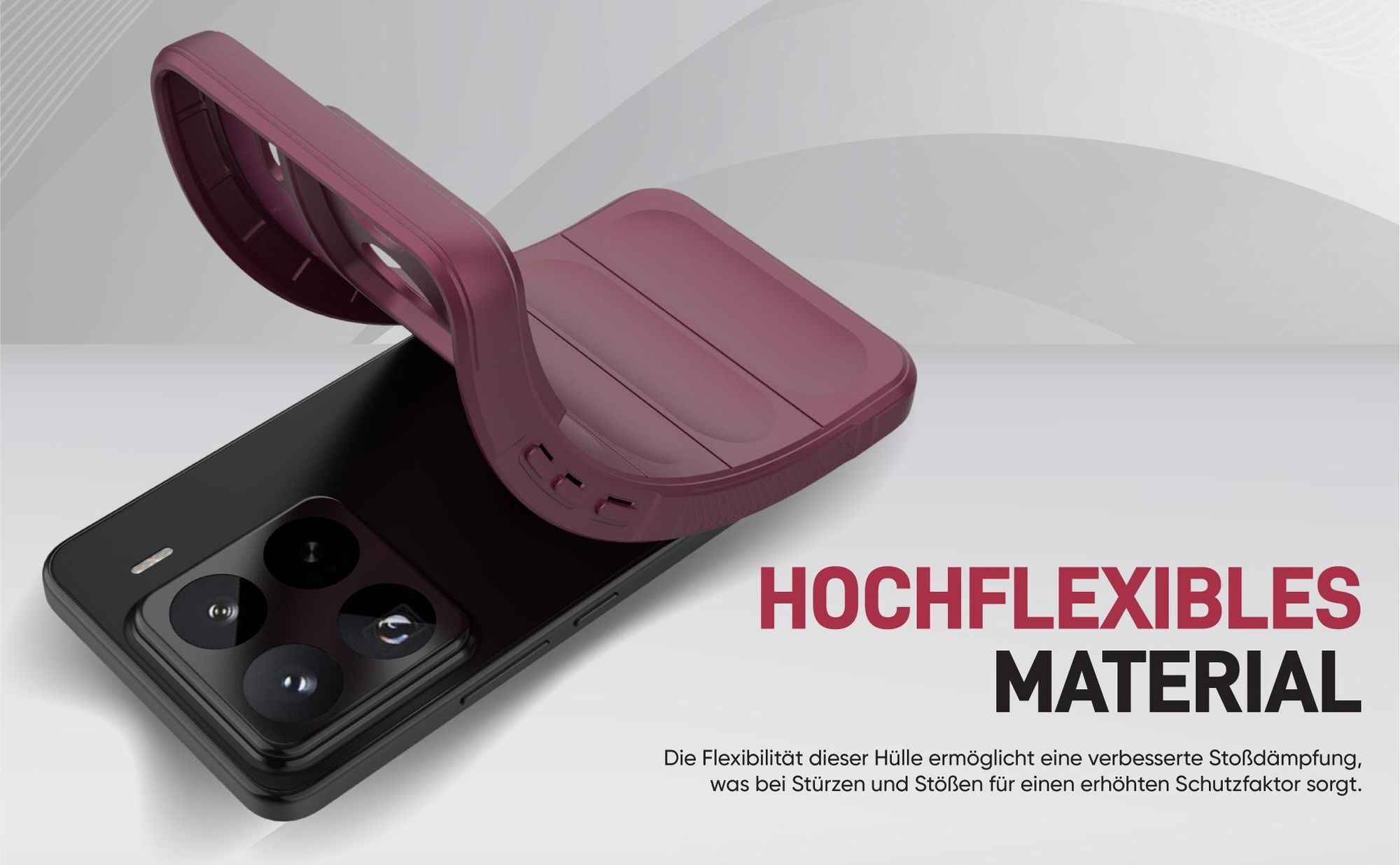 Stoßfestes und flexbiles Handy Case mit Griffzonen in Lila für Xiaomi 15 Pro