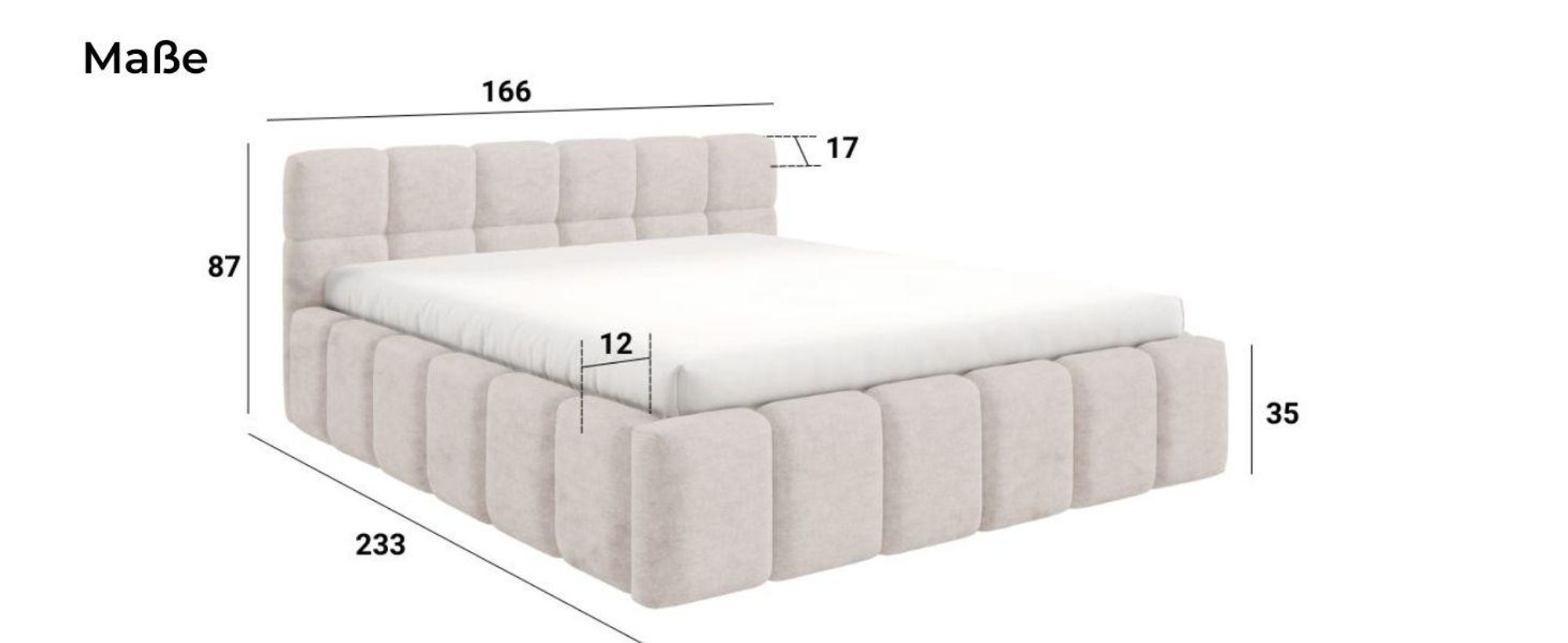 Polsterbett NUBO Medium 140x200 cm mit bettkasten - QUELLE 02