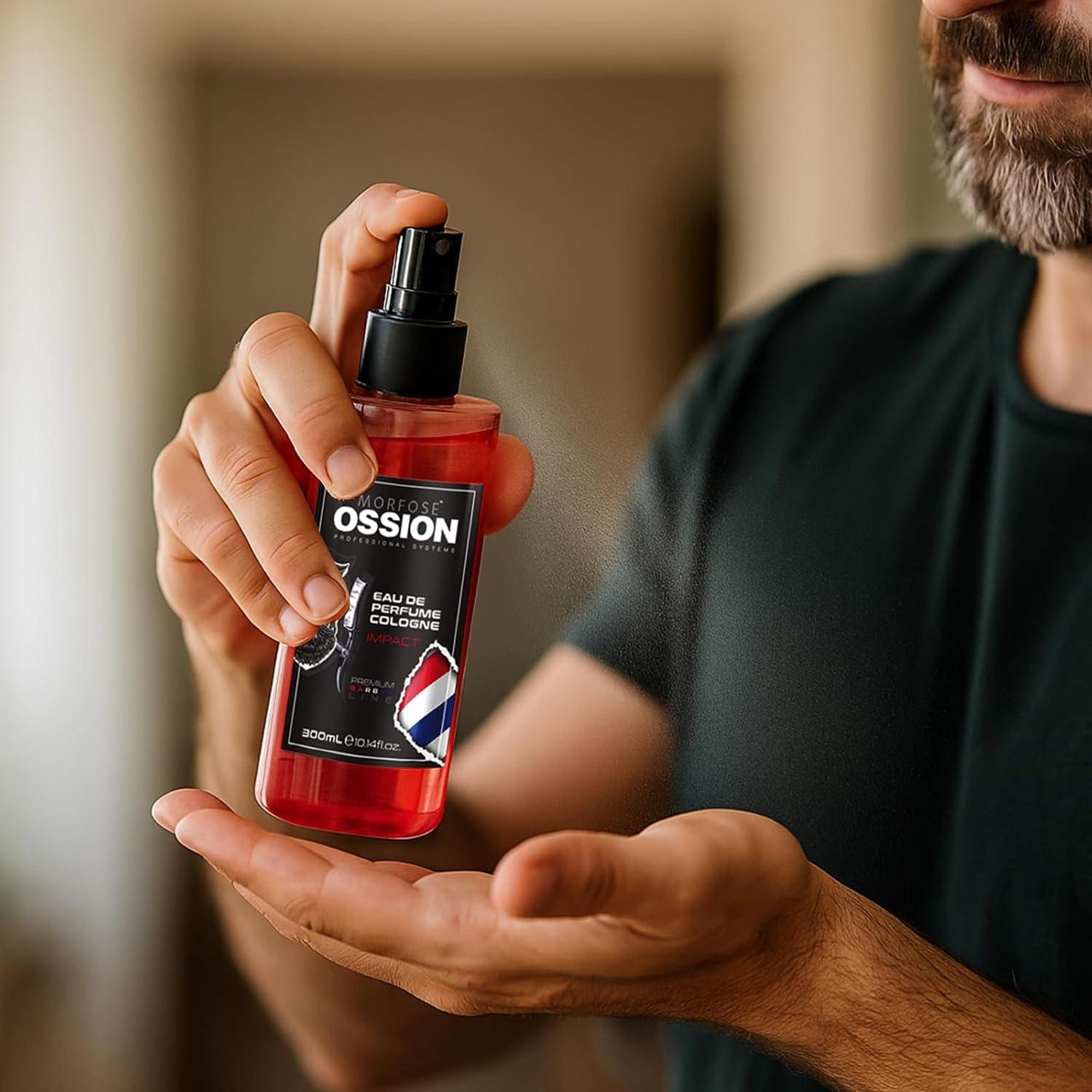 Morfose Ossion Barber Line Impact Eau de Cologne 300 ml – Erfrischender Herrenduft als Spray für Körper und Barbershop-Routine