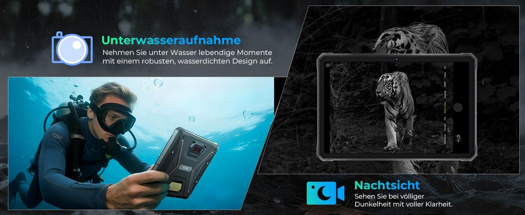 HOTWAV R9 Ultra 5G Outdoor Tablet, 20080mAh Wasserdicht Tablet, Android 15, 11" 2K FHD+ Rugged Tablets 24GB+512GB,64MP IP68/ Dual SIM/5G WiFi/GPS/OTG