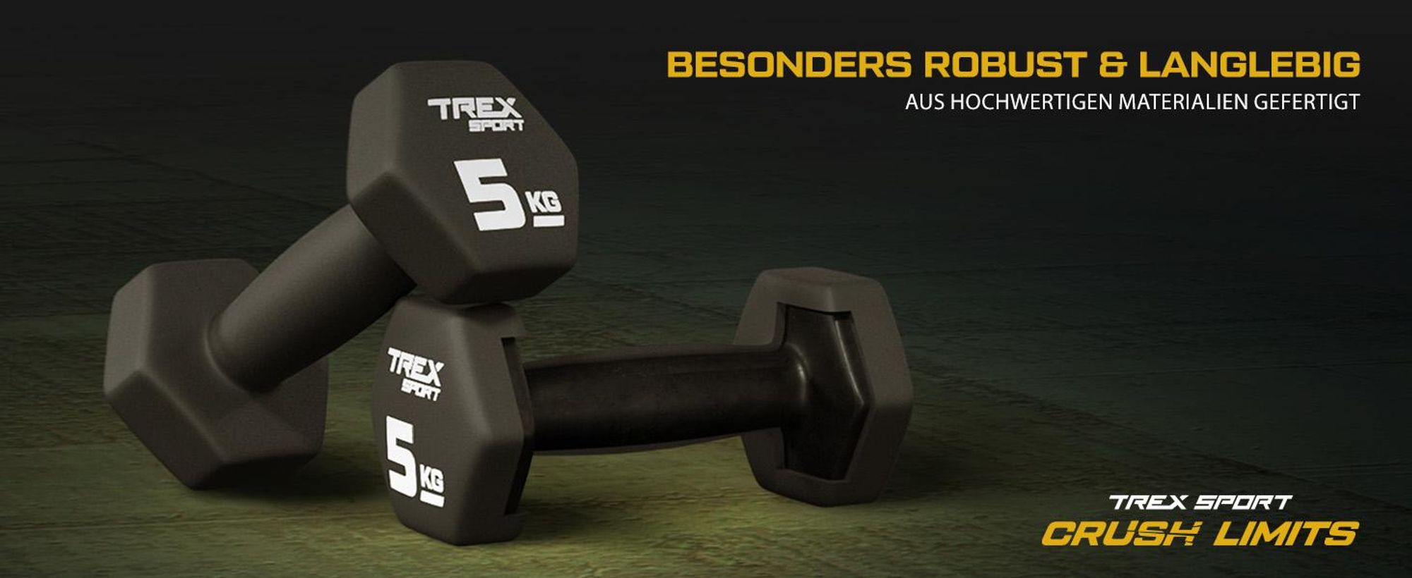 TREX SPORT Neopren Hanteln Set 2x2kg TX-020VD | Kurzhanteln, Hexagon, rutschfest, ergonomisch | Gusseisen Hantelset, Fitness Hanteln, Fitnesstraining