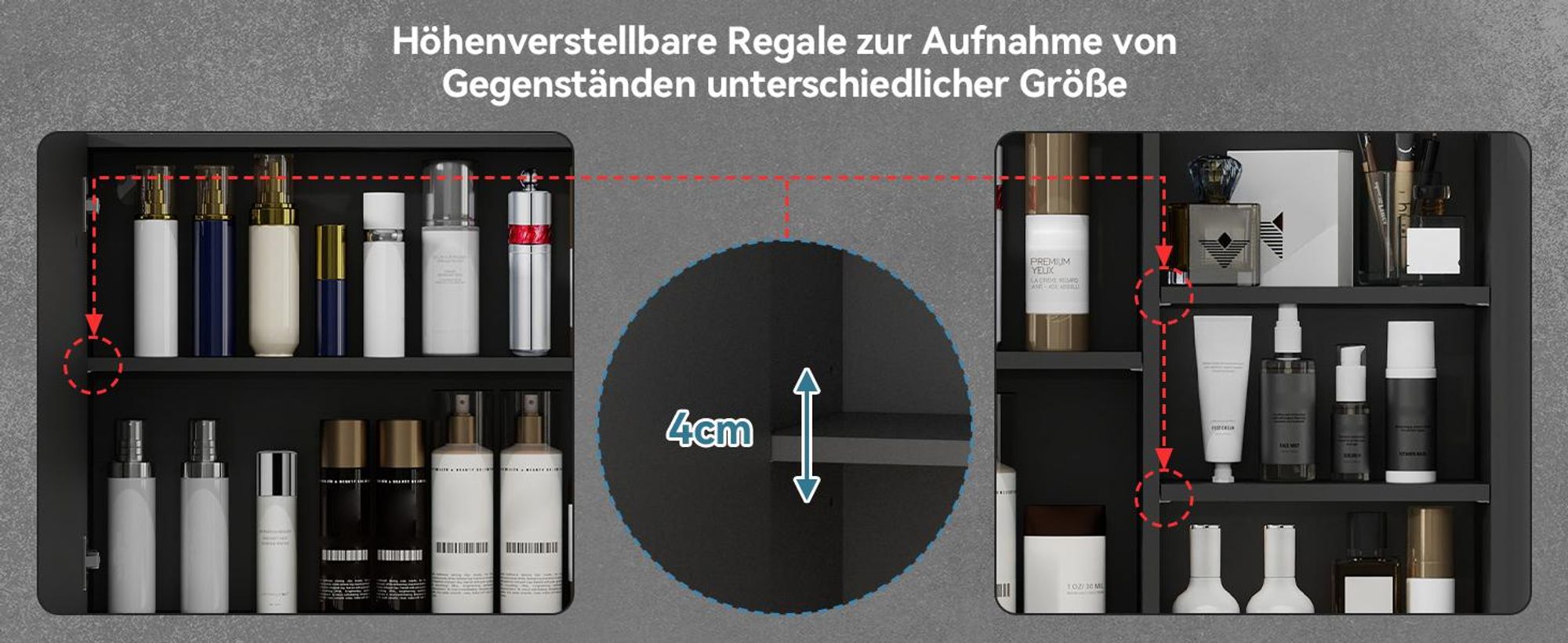 Puluomis Spiegelschrank Bad 80cm mit 3 färbiger dimmbarer Beleuchtung, Digitaler Uhr Handtuchhalter Antibeschlag Badezimmerschrank Wandschrank schwarz