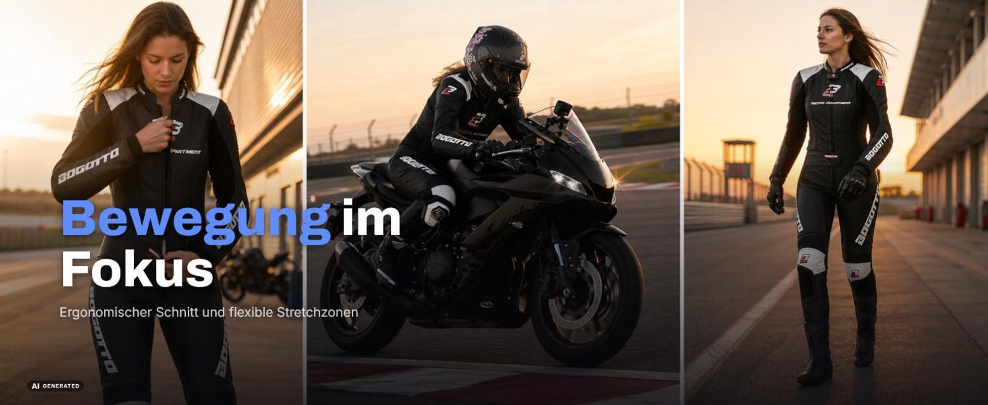 Bogotto Losail 2-Teiler Damen Motorrad Lederkombi, schwarz, 44