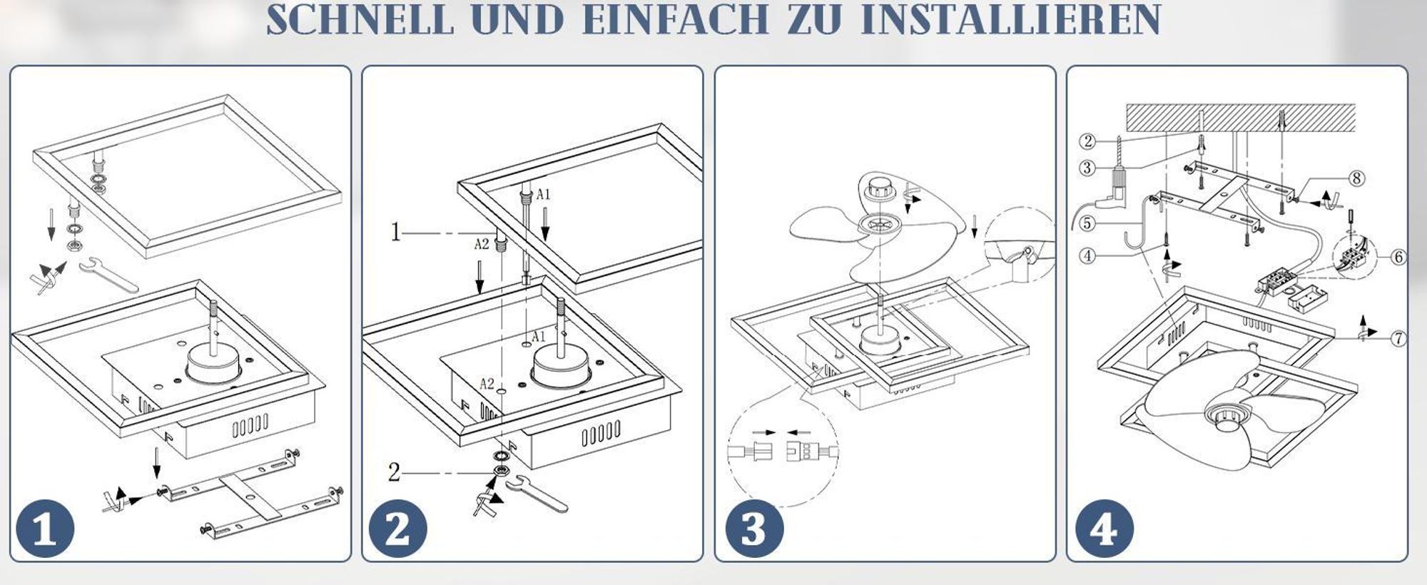 ZMH LED Deckenventilator Mit Beleuchtung Leise Deckenlampe Ventilator Fernbedienung Dimmbar 6 Gang DC Motor Timer Deckenventilatoren für Schlafzimmer