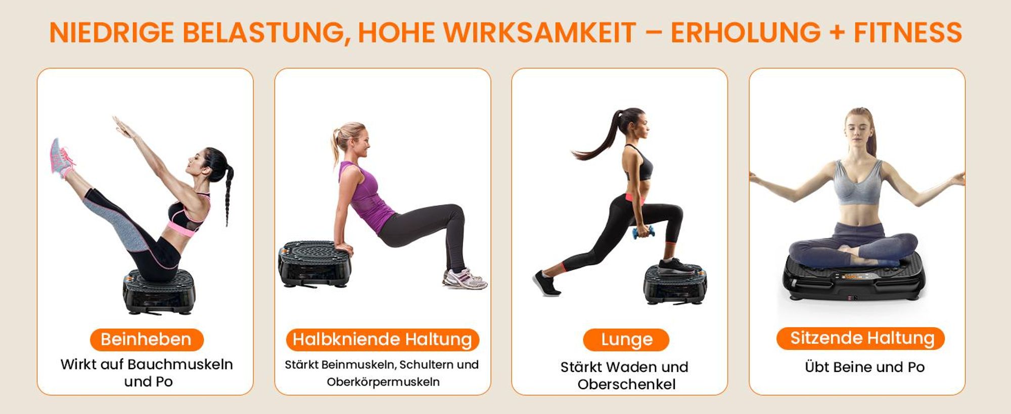 Vibrationsplatte, Vibrotrainer, Vibrationsplattform, Rüttelplatte Sport für Zuhause, 5 Modi & bis 400LBS, mit 2 Expanderbänder, ettverbrennung