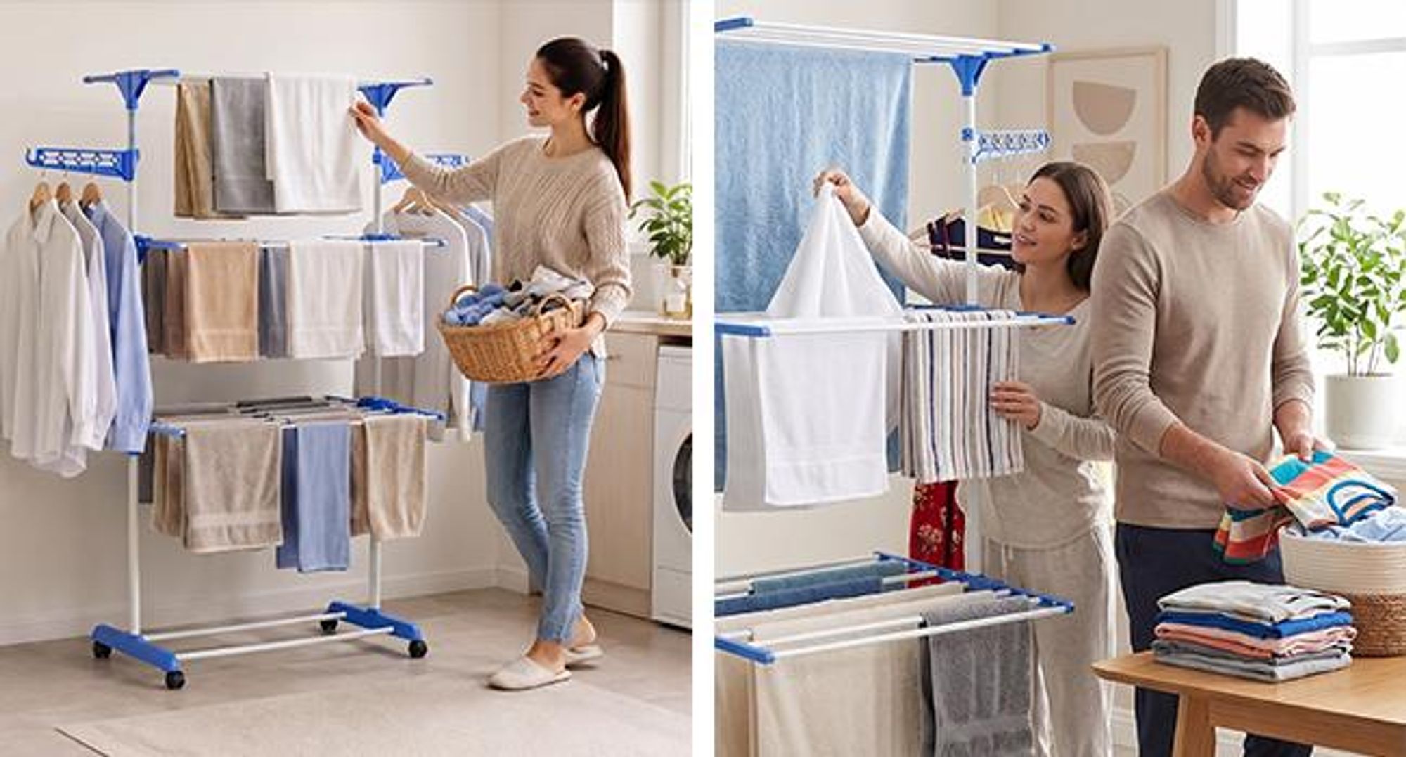 KRUMAD Wäscheständer Wäscheturm, Wäschetrockner klappbar, Trockenständer für Kleidung, Handtücher und Textilien