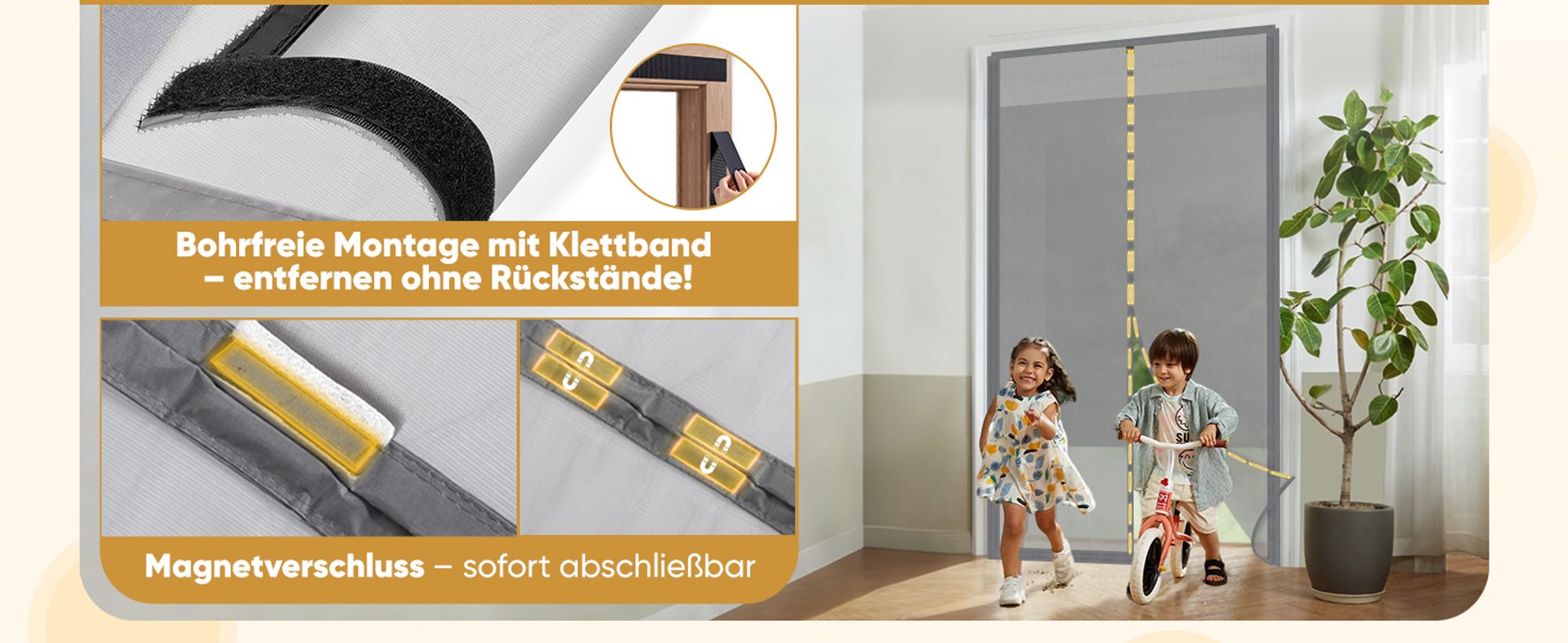 Sekey Sichtschutz Türvorhang mit Magnet – Blickdicht & Luftdurchlässig, Fliegengitter für 80 x 200 cm Balkon & Schlafzimmer