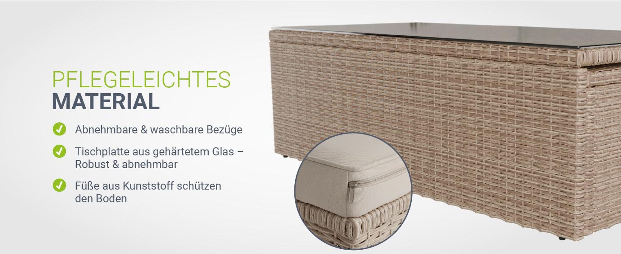 Juskys Polyrattan Gartenmöbel Set Salou - Lounge für 6 Personen, wetterfest - Creme
