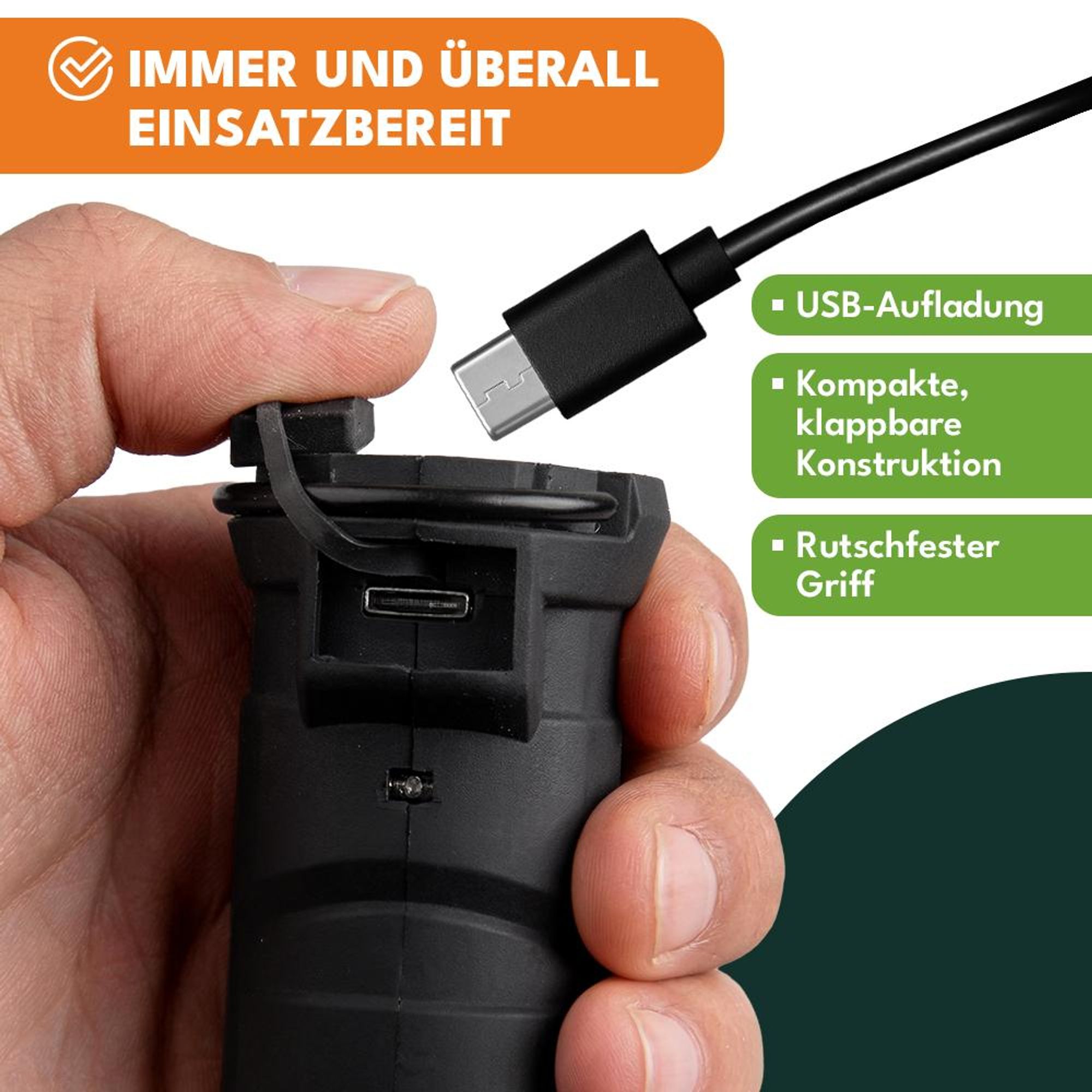 KRUMAD LED Werkstattlampe mit Magnetbasis und Akku, Wassertropfsicher, Verstellbare Arbeitsleuchte, USB-Aufladung, Kompakt für Garage und Outdoor