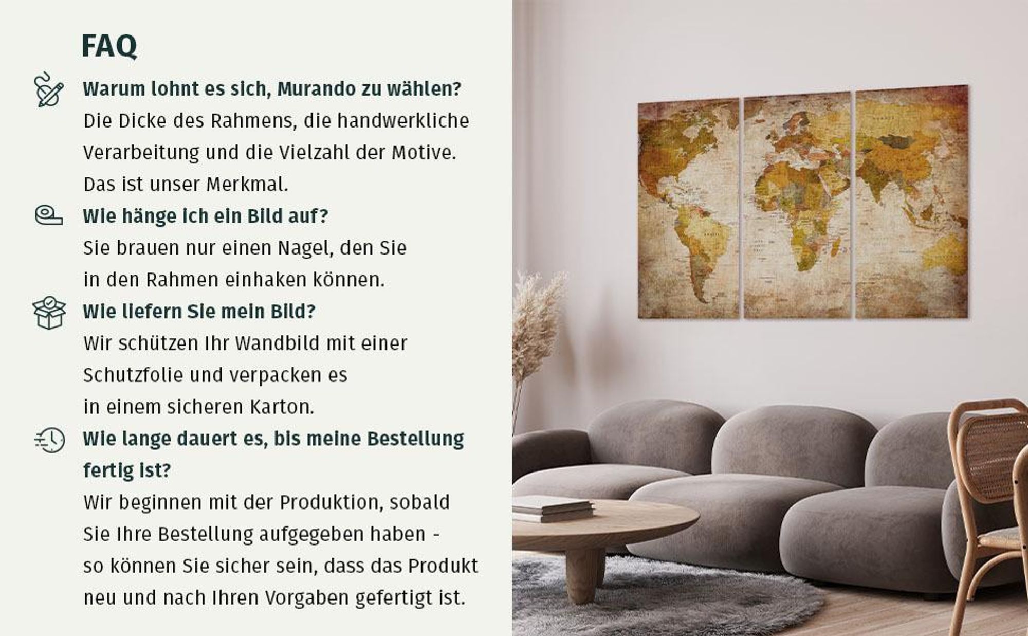 Weltkarte Bilder für Wohnzimmer 120x80 cm 1 tlg Modern Leinwandbild Groß Wandbilder auf Leinwand XXL Schlafzimmer Deko Abstrakte Landkarte Kontinente Schwarz