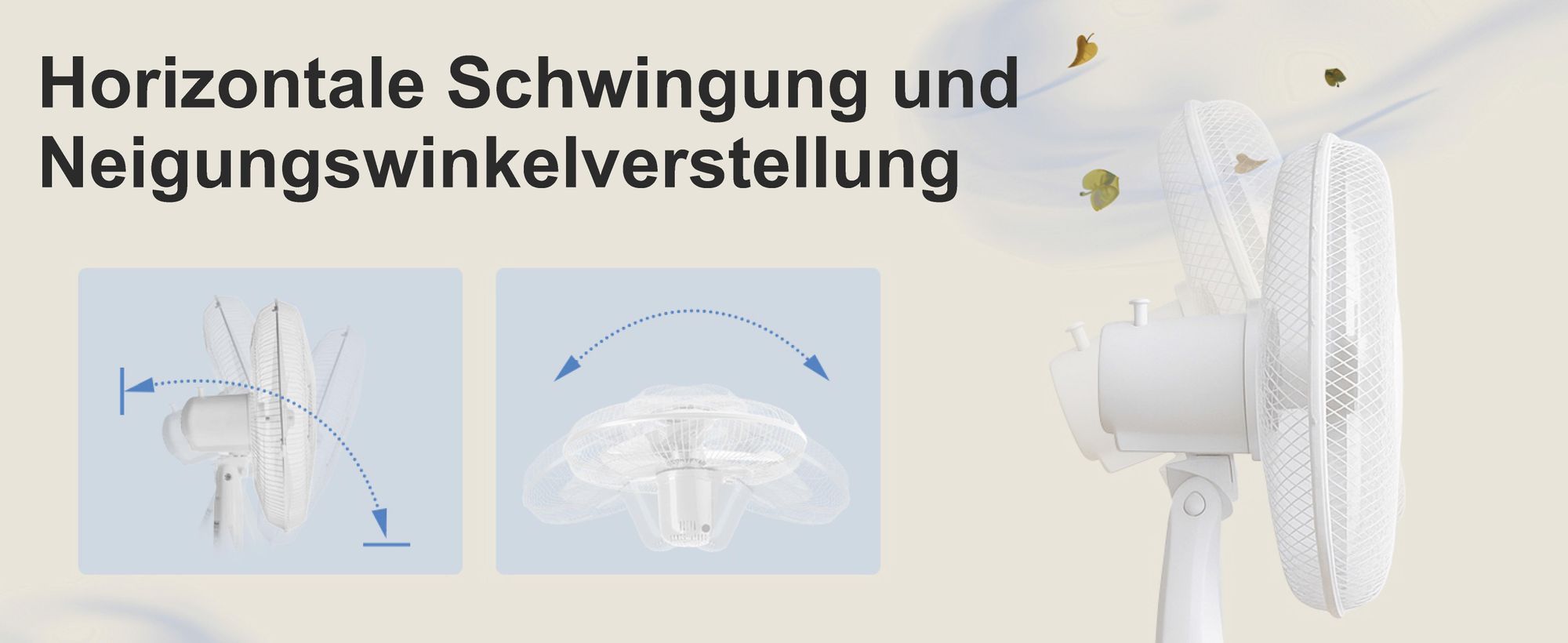 EXTRALINK Standventilator 45W – Weiß, leise, Luftkühlung, leistungsstark