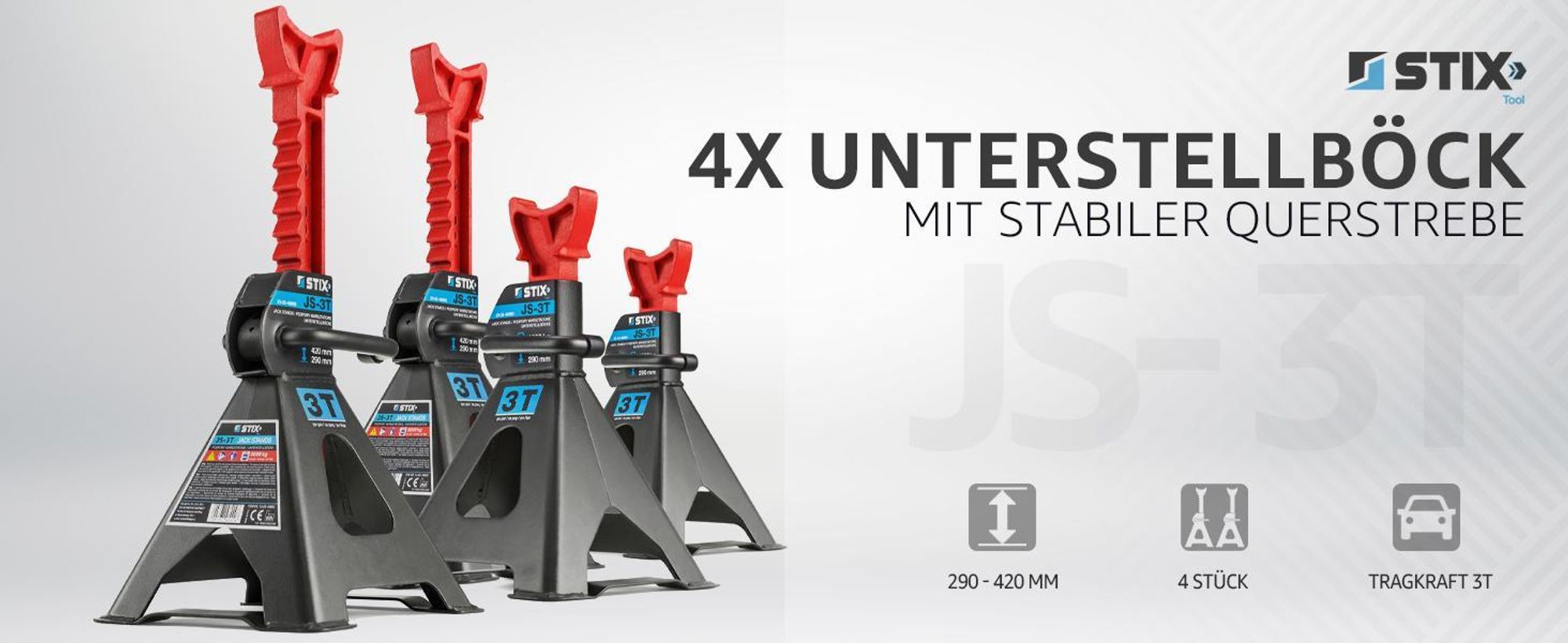 STIX 2 Paar (4 Stuck) Unterstellbocke, Tragkraft 3 Tonnen, JS-3T