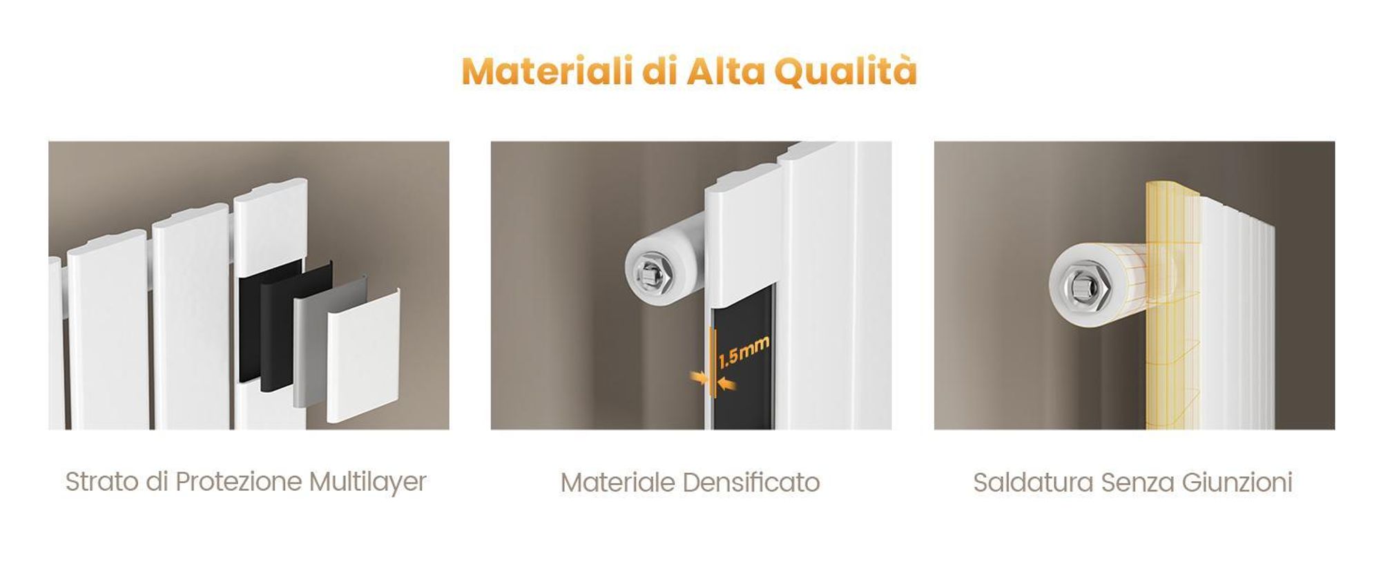 Radiatore EMKE orizzontale, radiatore a pannello di design 630x620mm bianco monostrato riscaldamento laterale piatto, 450W senza elemento riscaldante