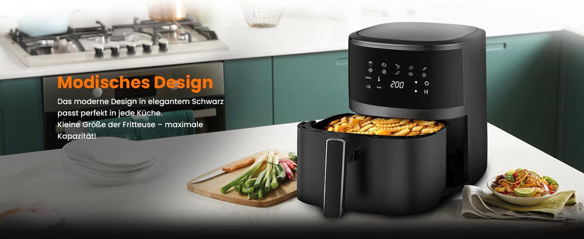 Extralink Heißluftfritteuse 4,2 L 1400 W Air Fryer Touchdisplay