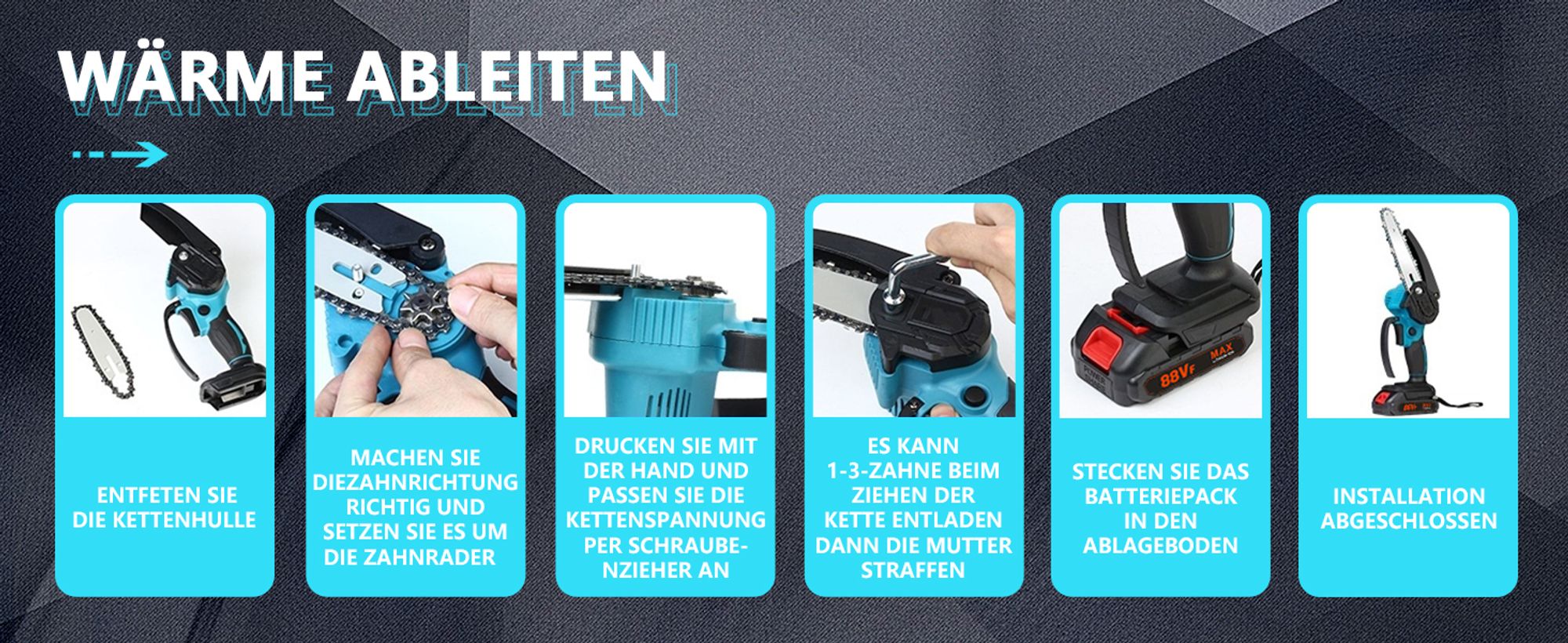 Traumheim 21V Akku-Kettensäge 4/6 Zoll & Akku-Astschere 25 mm, Mini-Kettensäge Set mit 2 Akkus, Ladegerät & Zubehör für Gartenarbeiten