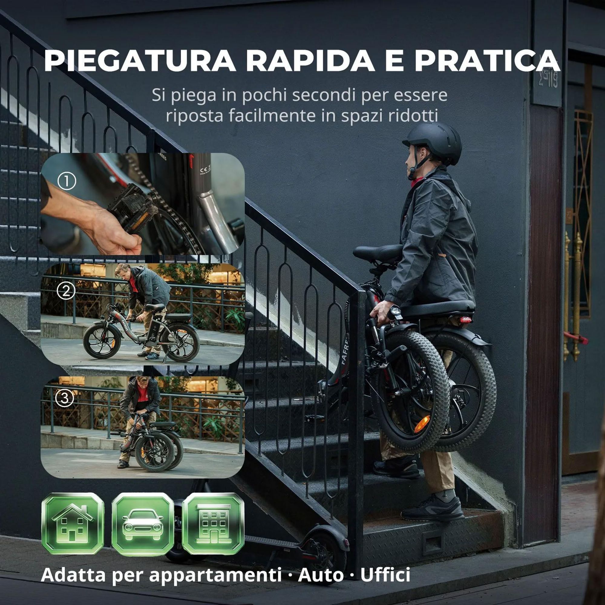 FAFREES F20 Bicicletta Elettrica - Motore 250W Batteria 36V18Ah Ruote 20'' Freno a Disco Meccanico - Grigio