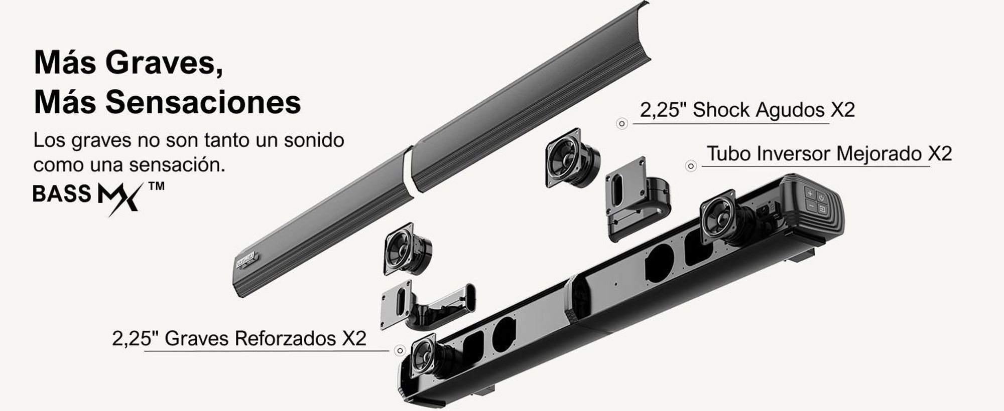 Barre de son ULTIMEA 2.2 canaux pour téléviseurs, barre de son divisible 2 en 1, Bluetooth® 5.3, ARC/Optique/Aux, Apollo S40