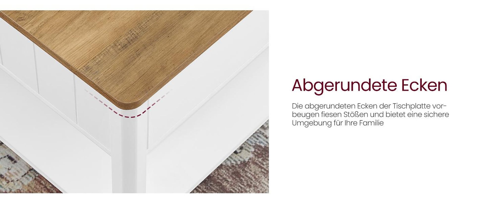 VASAGLE Couchtisch, Wohnzimmertisch, maritimer Stil, 80 x 80 x 45 cm