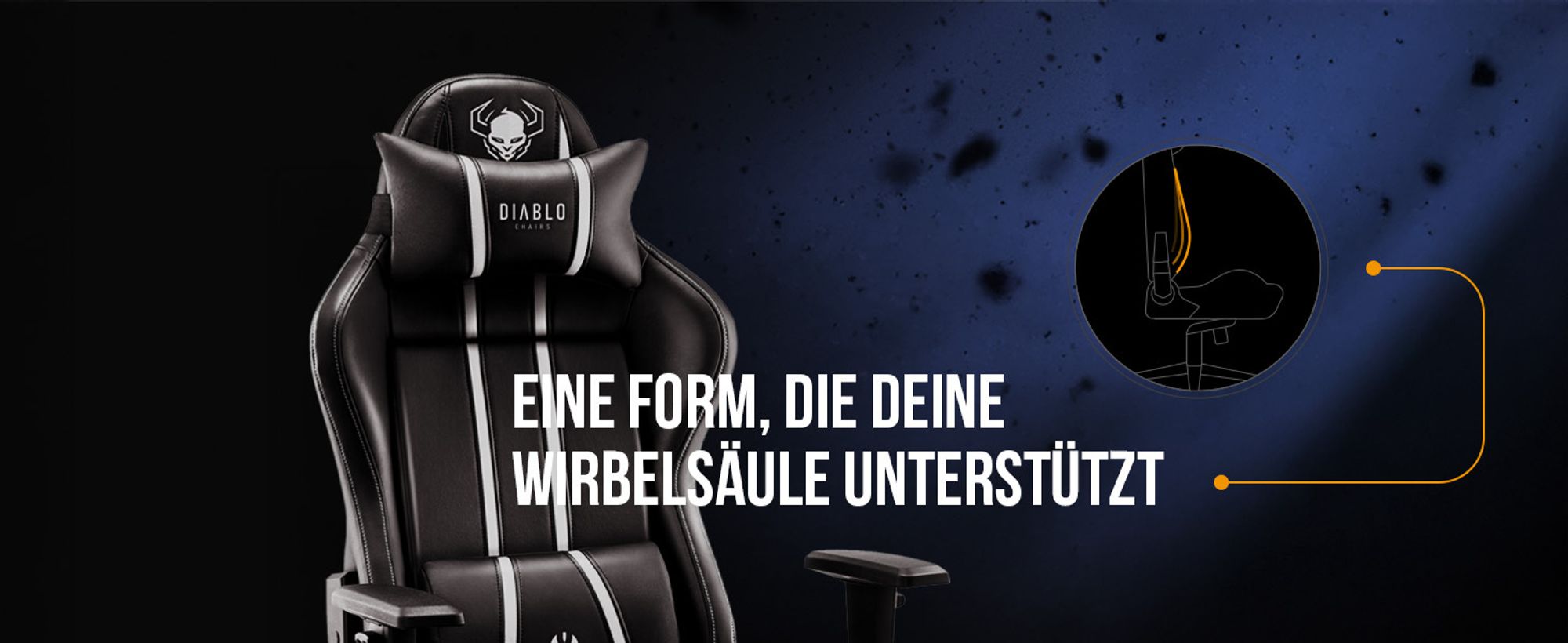 Diablo X-One 2.0 Gaming Stuhl Bürostuhl Schreibtischstuhl Verstellbare Armlehnen Ergonomisch Nacken/-Lendenkissen Farbe: Schwarz-Weiß, Größe King
