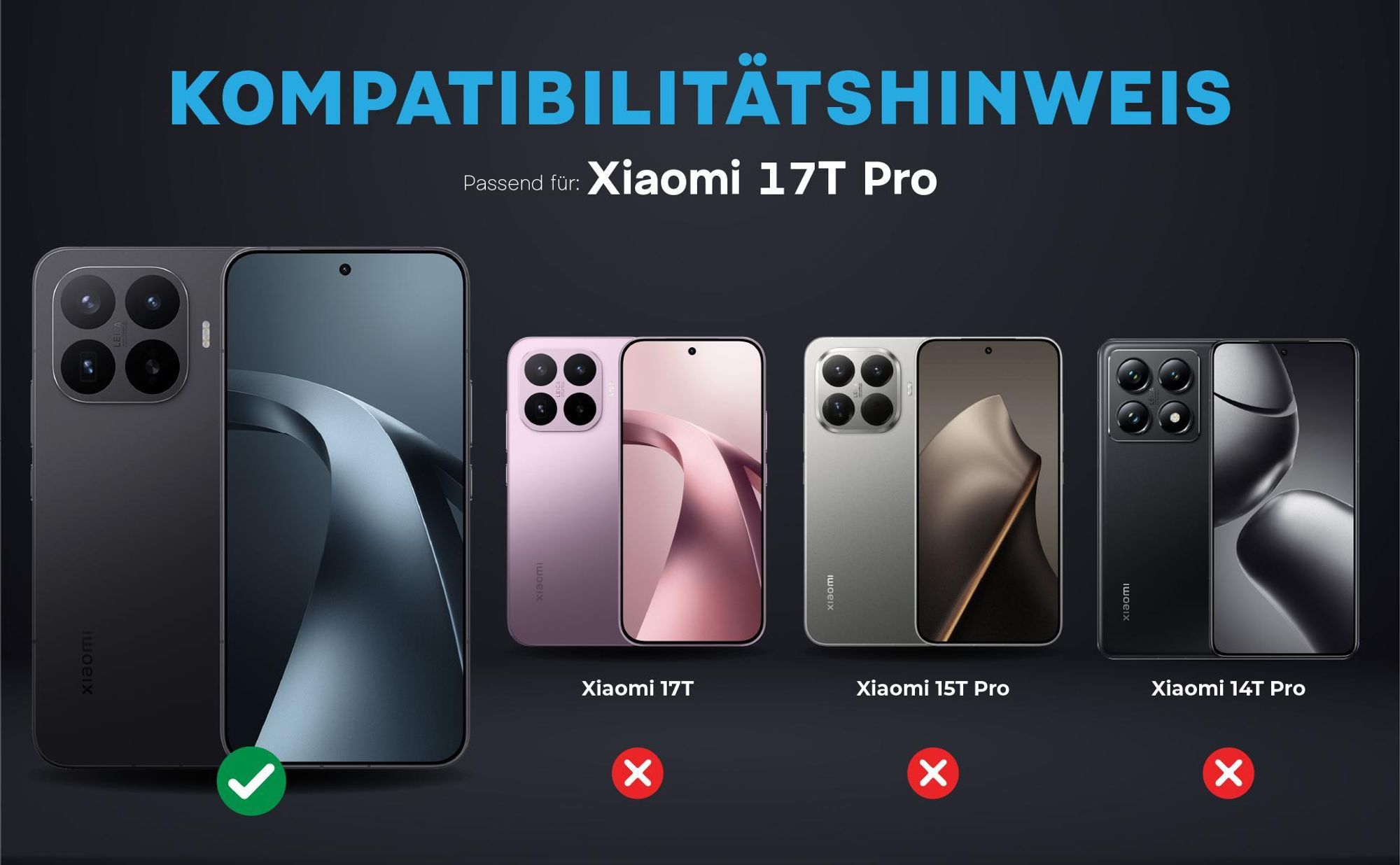 Kompatibilitätshinweise Kameraglas für Xiaomi 17T Pro