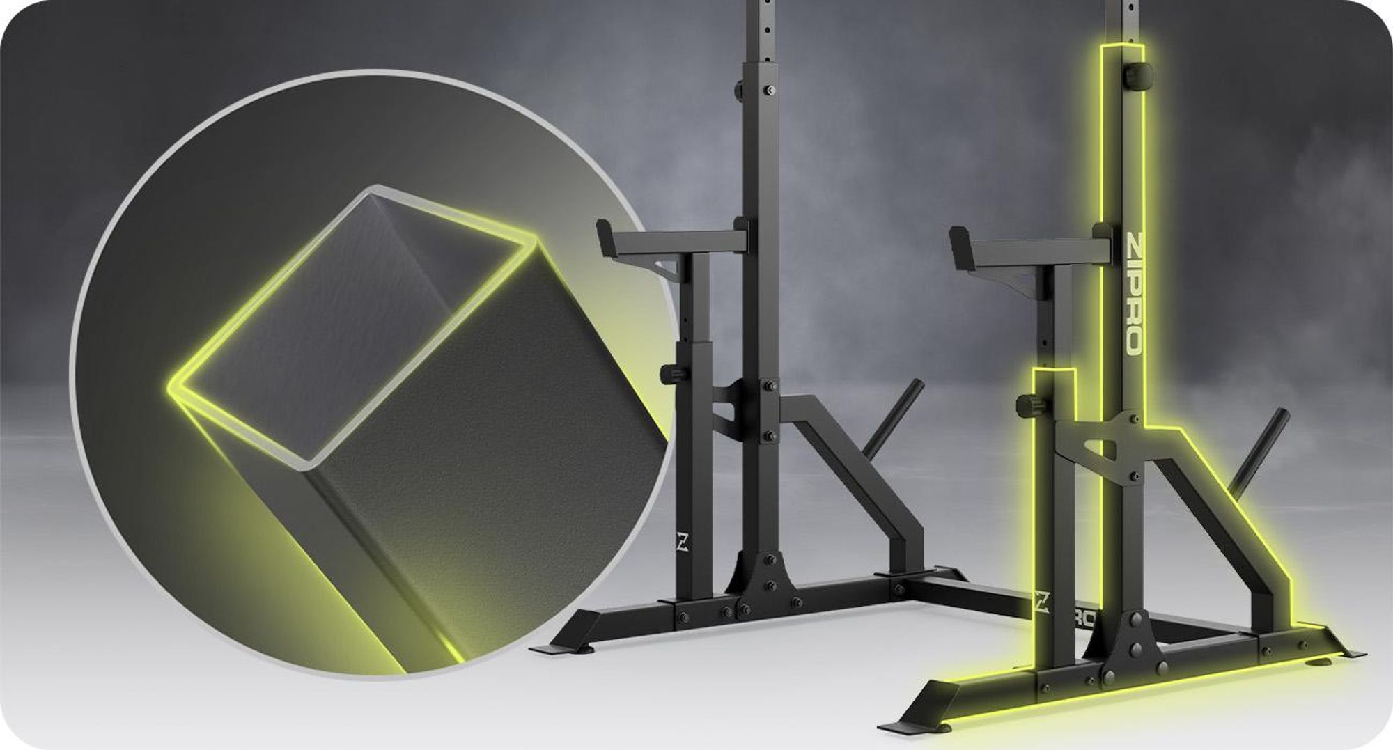 Zipro Langhantelständer Lift mit Notablage Safety – Massives Squat Rack & Bankdrücken Ständer Belastbar Verstellbare Hantelablage mit Gewichthalter