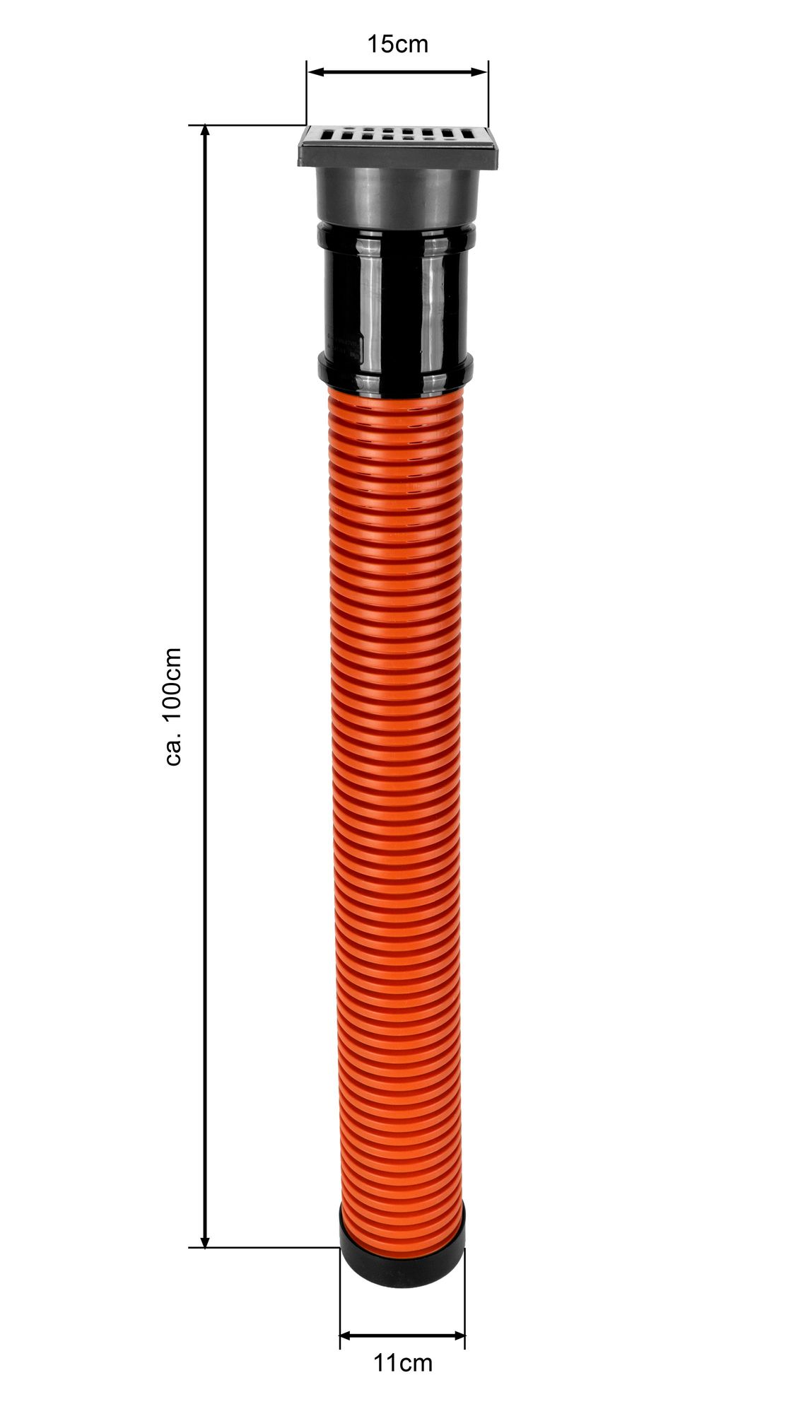 ScarMaxx - Sickerschacht 1m Rohr, DN 110mm - mit Gitter, Löchern und Behälter - Schwarz