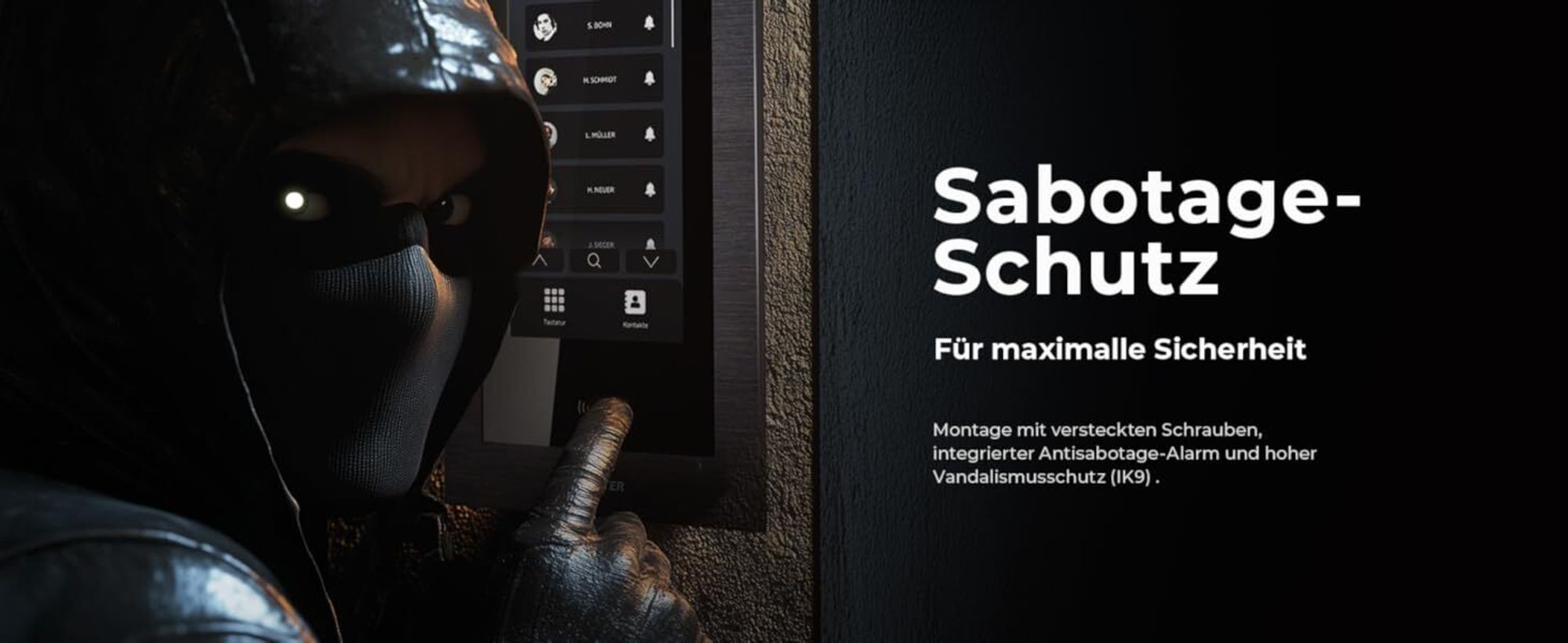 Balter EVO-HD Video Türsprechanlage mit Touchscreen, App, 1 Familienhaus, 1x 7 Zoll Monitor, Türklingel mit Kamera Full HD, 2 Draht Bus, schwarz