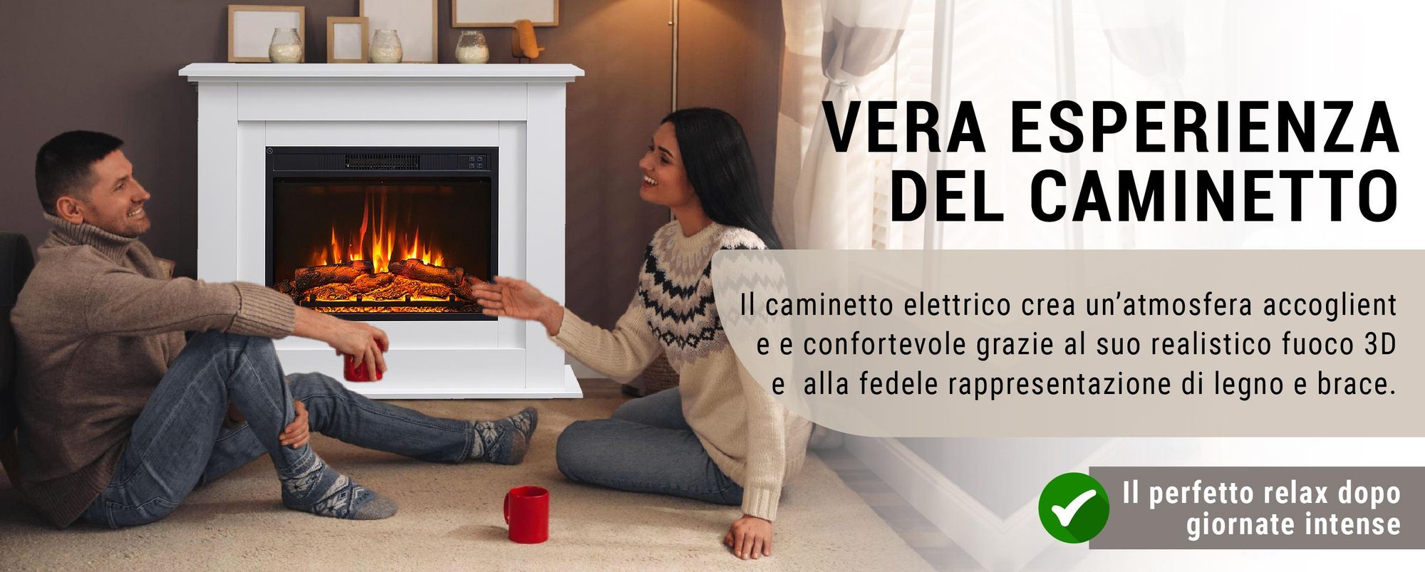 Camino elettrico BALDERIA Finn - Camino da appoggio - Bianco