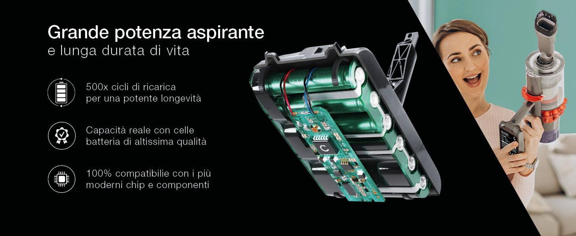 CELLONIC 1x Batteria per Aspirapolvere Compatibile con Dyson V7, V7 Animal Pro plus, V7 Absolute Extra, 225403 – (2500mAh, 21.6V)