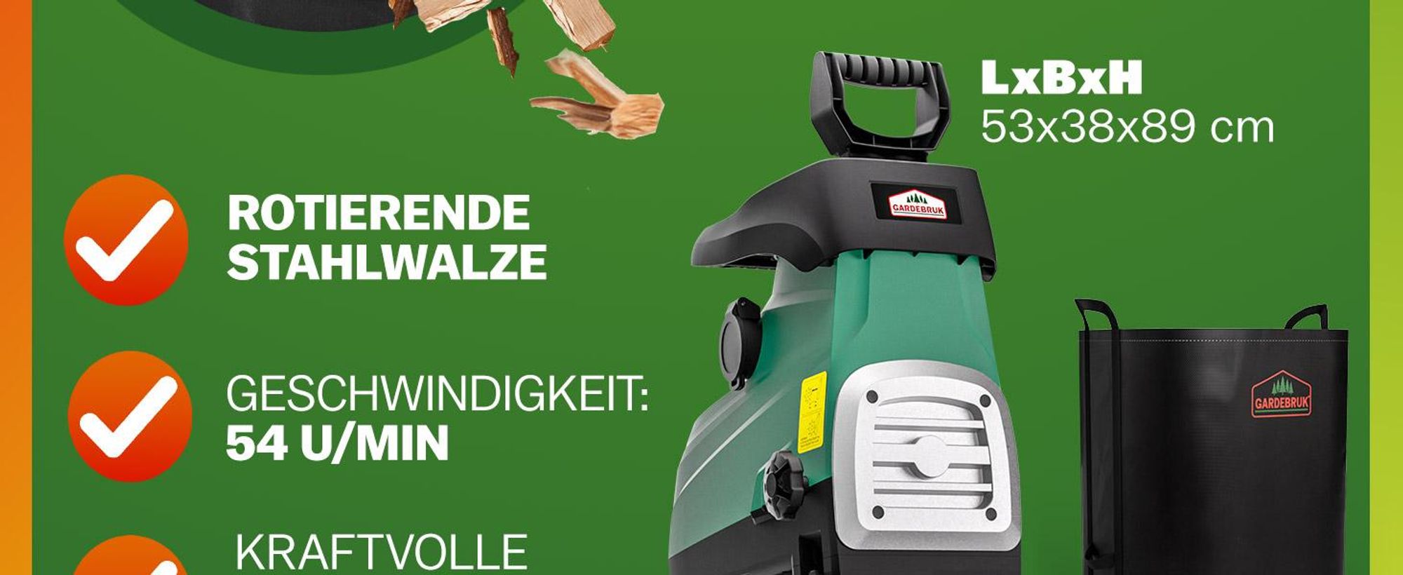 GARDEBRUK® Leisehäcksler 3100W