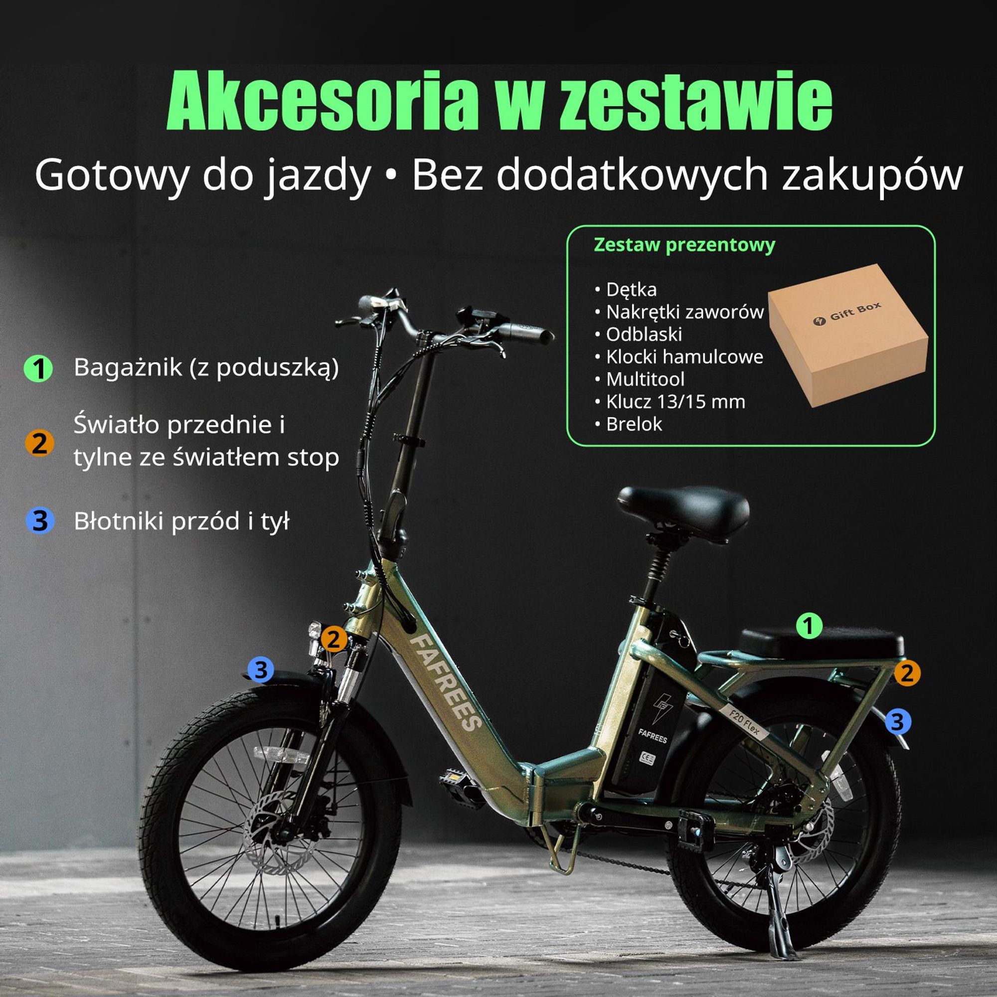 Rower elektryczny FAFREES F20 Flex – silnik 250 W, akumulator 36 V 20 Ah, zasięg 75–100 km, mechaniczne hamulce tarczowe – Kolor Czarny Metaliczny