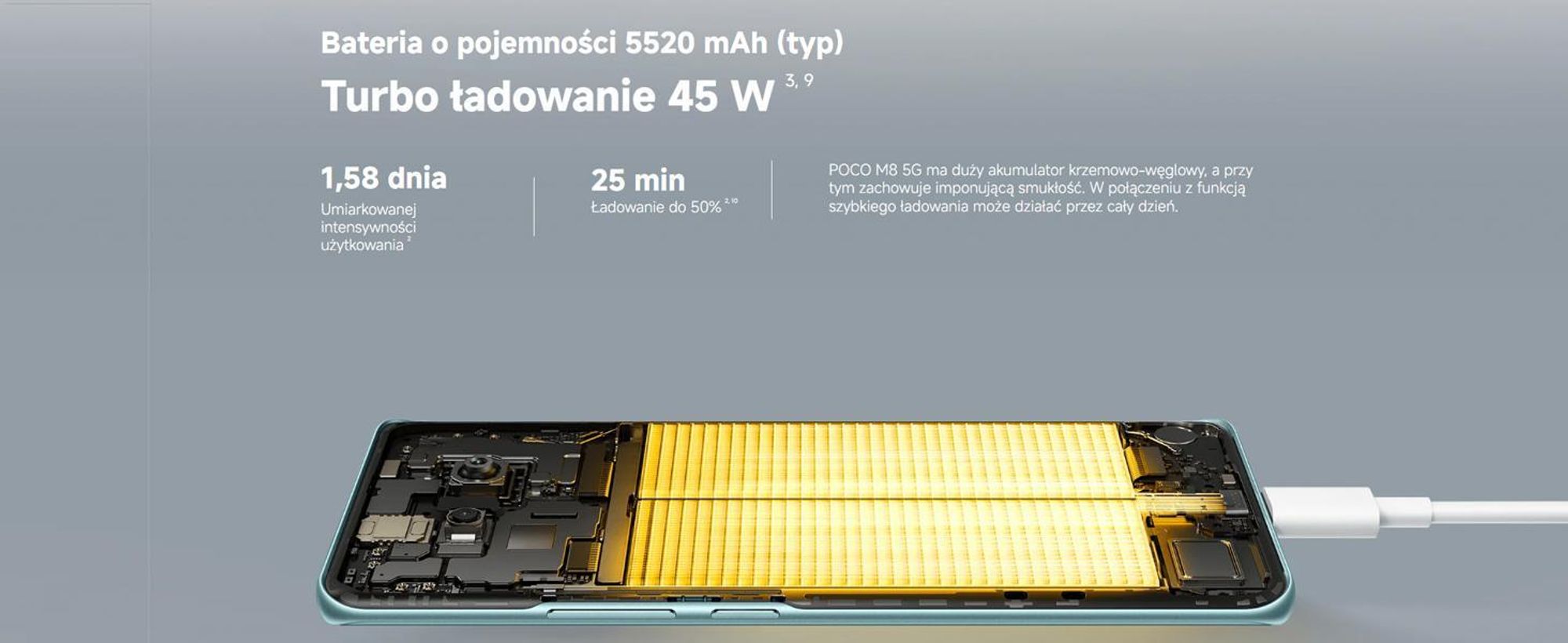 POCO M8 5G, 17,2 cm (6.77"), 2392 x 1080 px, 8 GB, 512 GB, 50 MP, Srebrny