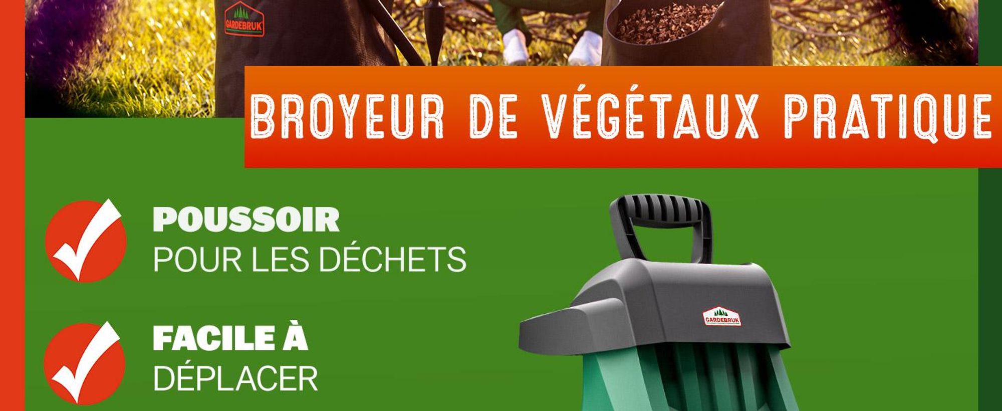 GARDEBRUK Broyeur de végétaux électrique 2.400 W